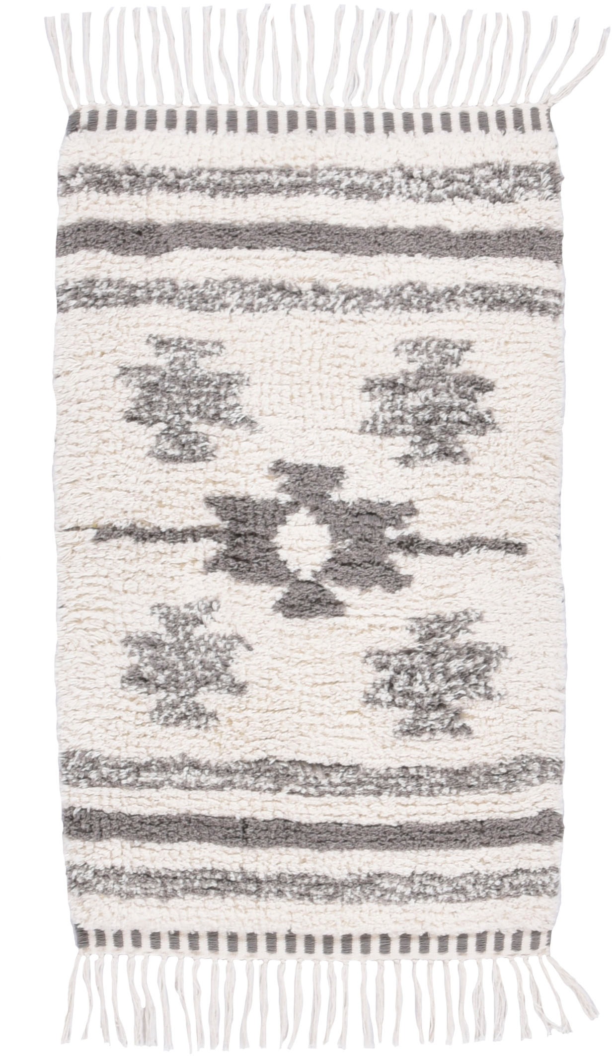Image of TOM TAILOR HOME Badematte "Ethno Bath" Höhe 20 mm fussbodenheizungsgeeignet Badteppich, Berber Look, mit Fransen, reine Baumwolle