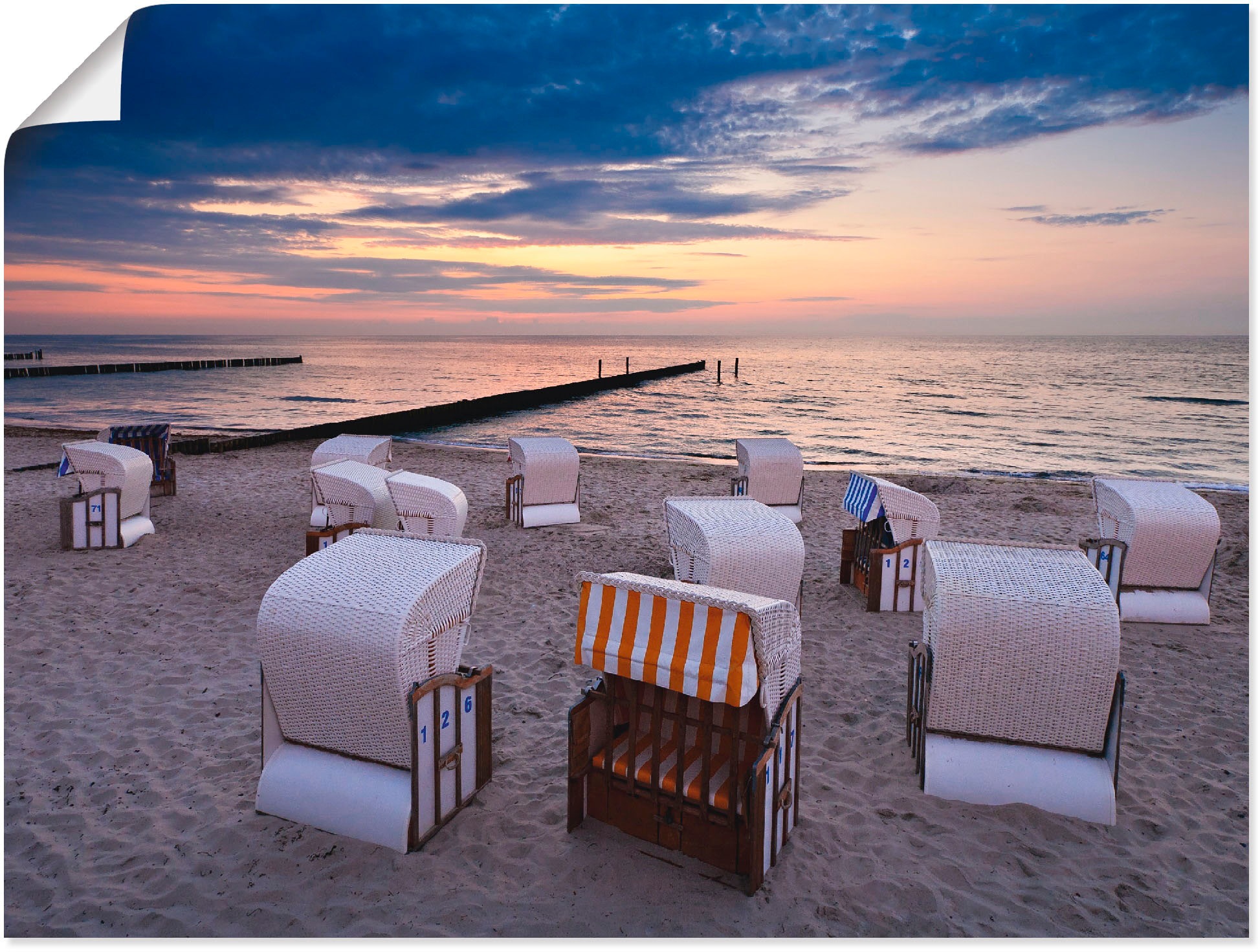 Image of Artland Wandbild »Strandkörbe an der Ostsee«, Strand, (1 St.), in vielen Grössen & Produktarten -Leinwandbild, Poster, Wandaufkleber / Wandtattoo auch für Badezimmer geeignet bei Ackermann Versand Schweiz