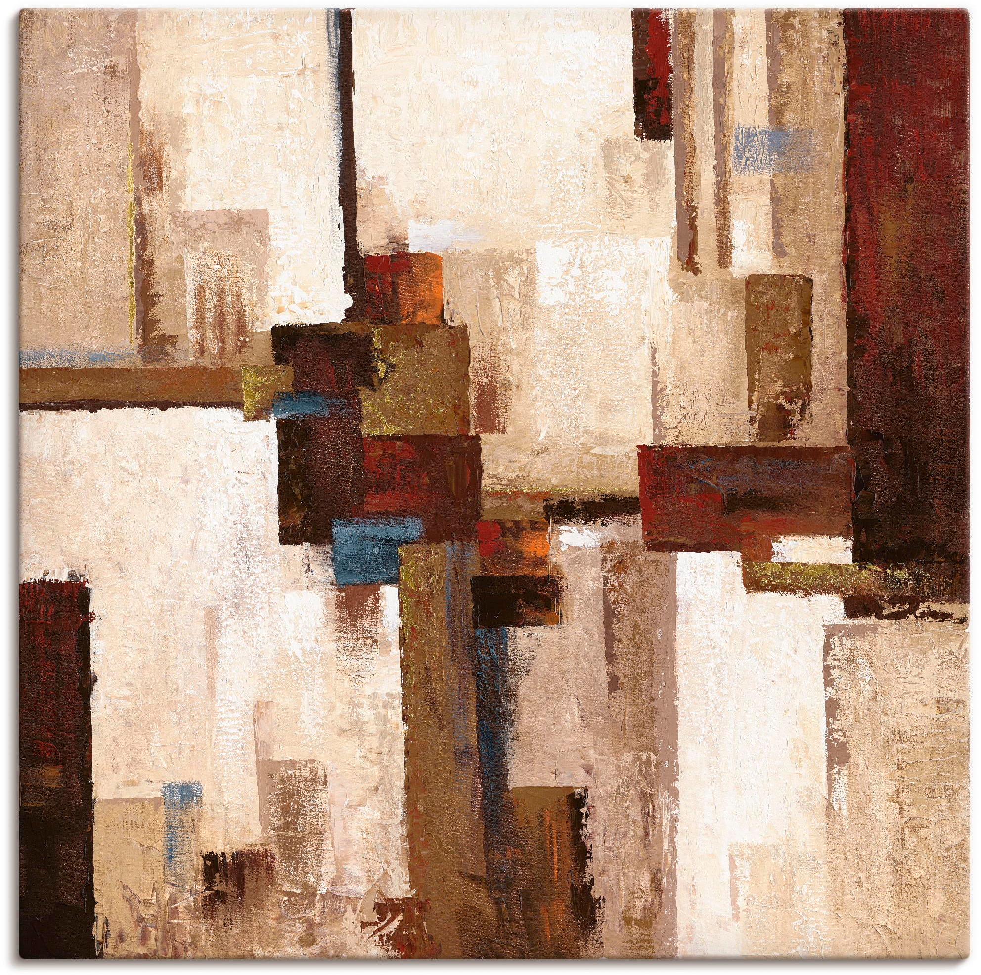 Image of Artland Leinwandbild "Rote und braune Vierecke I" Muster 1 Stk. tlg. auf Holzrahmen gespannt