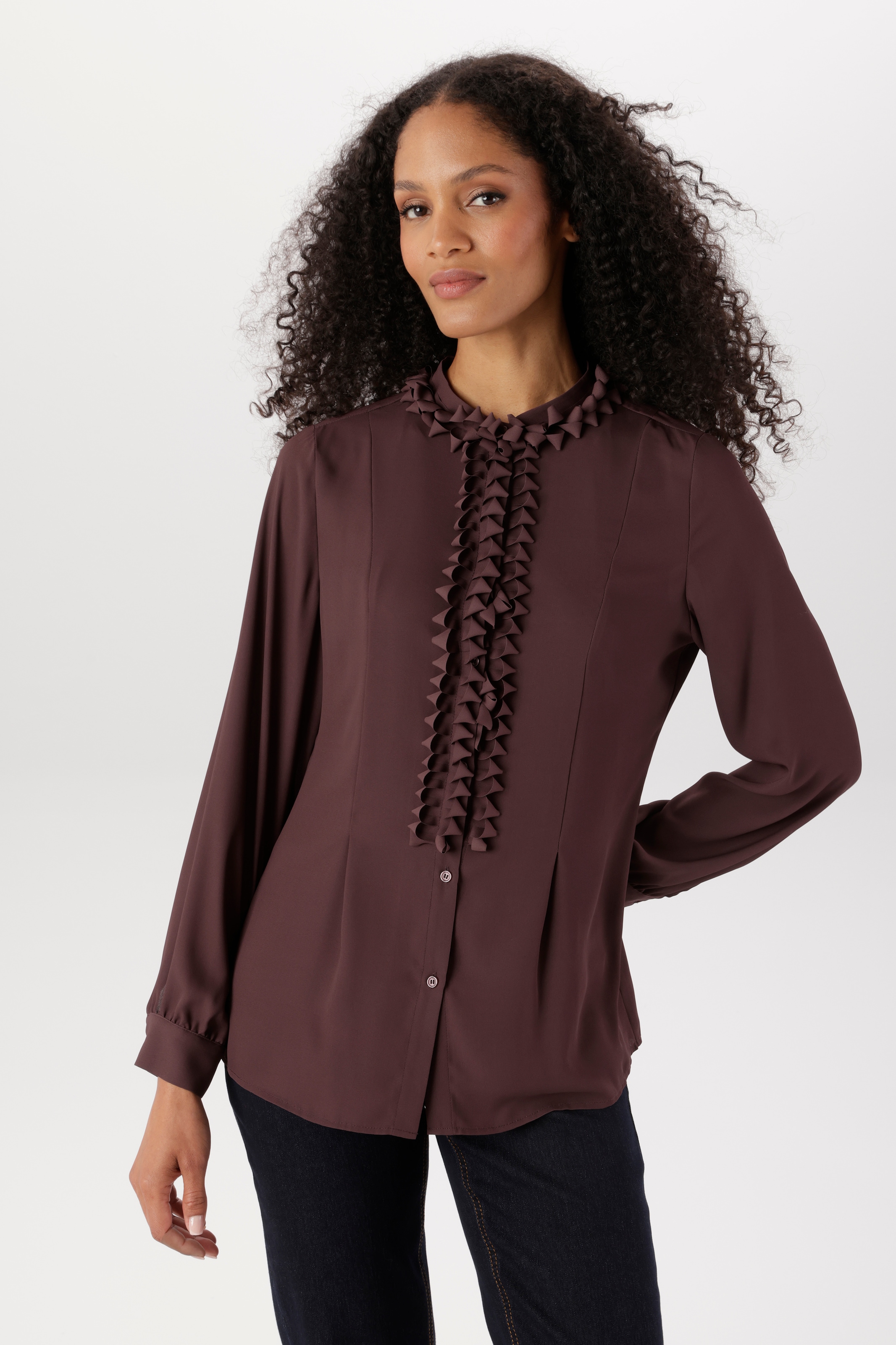 Image of Aniston SELECTED Rüschenbluse 2 dezent transparent und mit Unterziehtop - NEUE KOLLEKTION