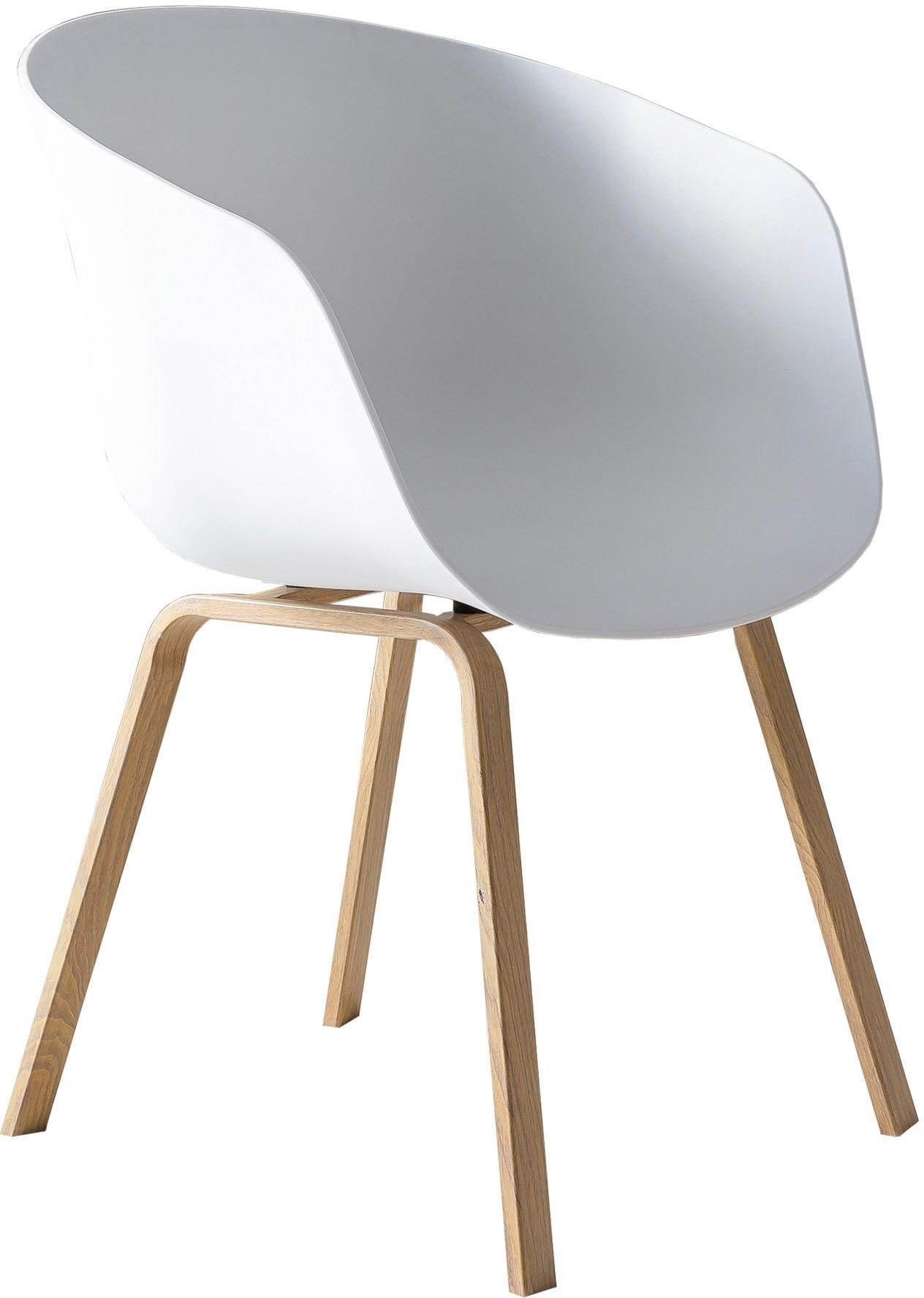 SalesFever Schalenstuhl, (Set), 2 St., Metallbeine in Holzoptik