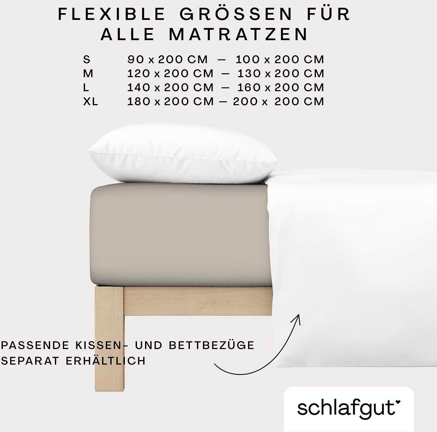 Schlafgut Spannbettlaken »CASUAL u.a. in Gr. 90x200, 140x200 oder 180x200 cm, 100% Bio-Baumwolle«, Bettlaken für Matratzen bis 25 cm Höhe, zuverlässig, langlebig, weich