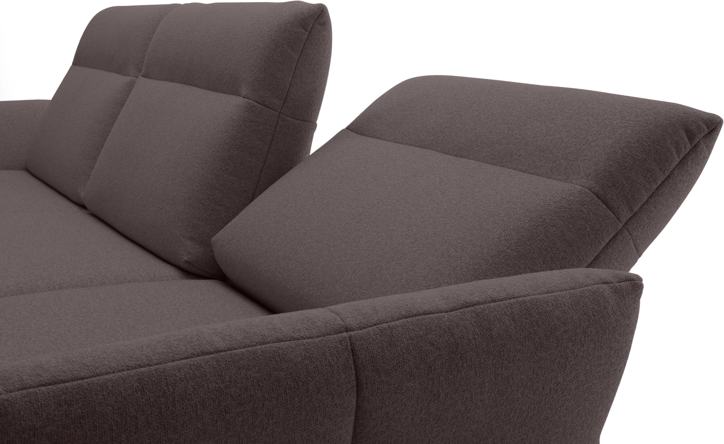 Creation BY ROLF BENZ Canapé d'angle »CR.460 Designsofa mit verstellbarer Rückenlehne, hochwertig & bequem« socle en chêne, pieds en aluminium moulé gris ombre, largeur 298 cm
