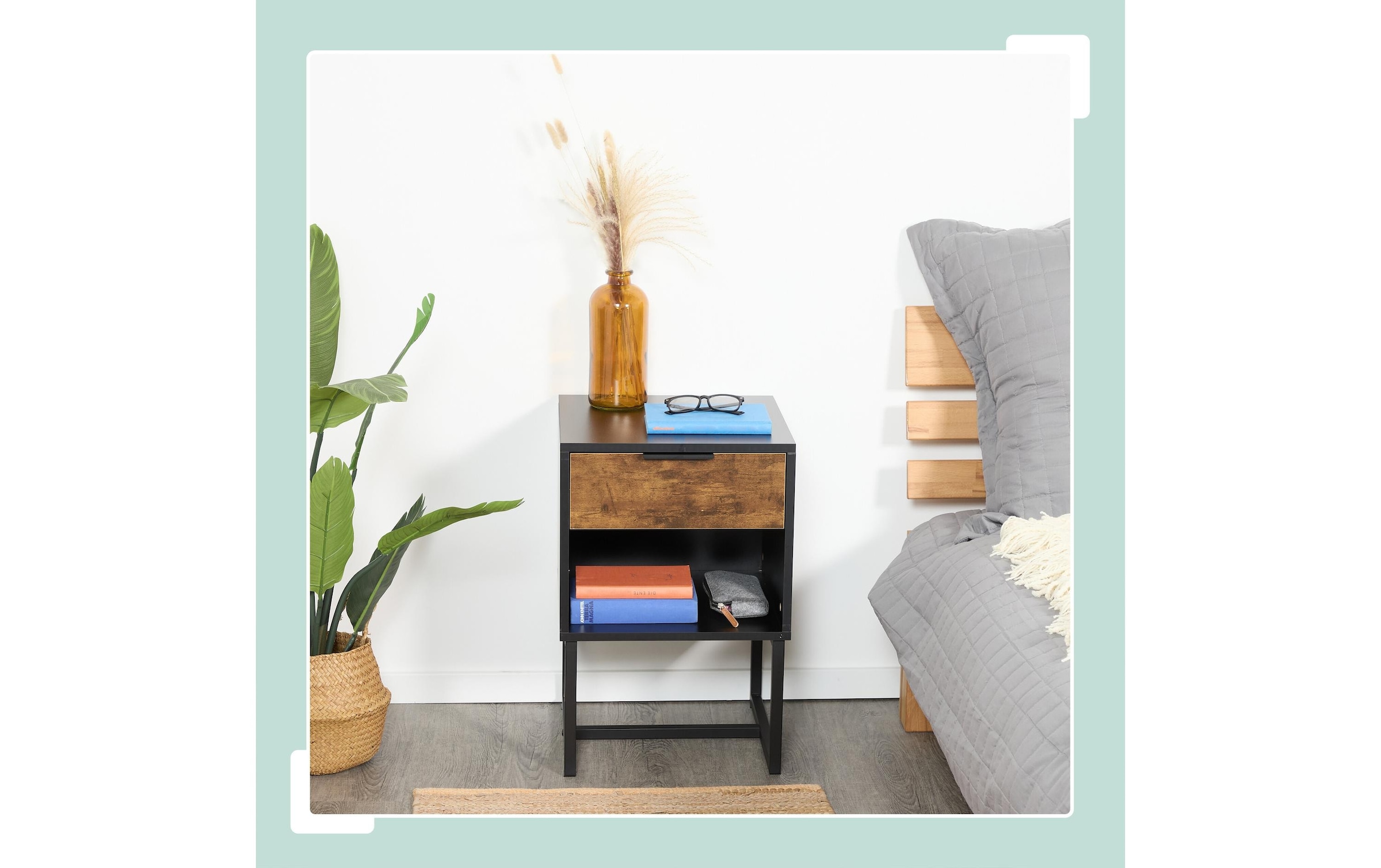 relaxdays Nachttisch »60.5 x 40 x 41.5 cm« Nachtschränkchen im Industrial-Design