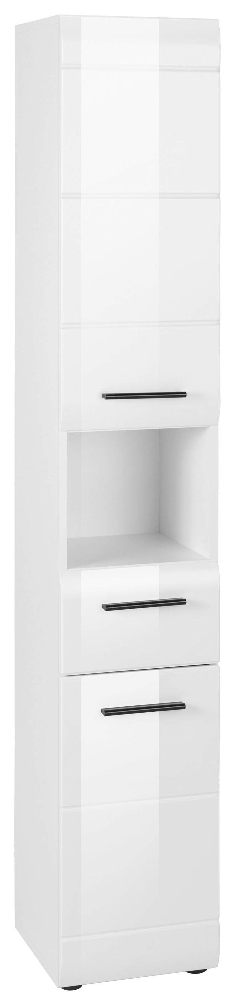 Image of trendteam Hochschrank »Skin«, Höhe 182 cm, Badezimmerschrank mit Fronten in Hochglanz- oder Holzoptik, mit Schubkasten und offenem Fach bei Ackermann Versand Schweiz