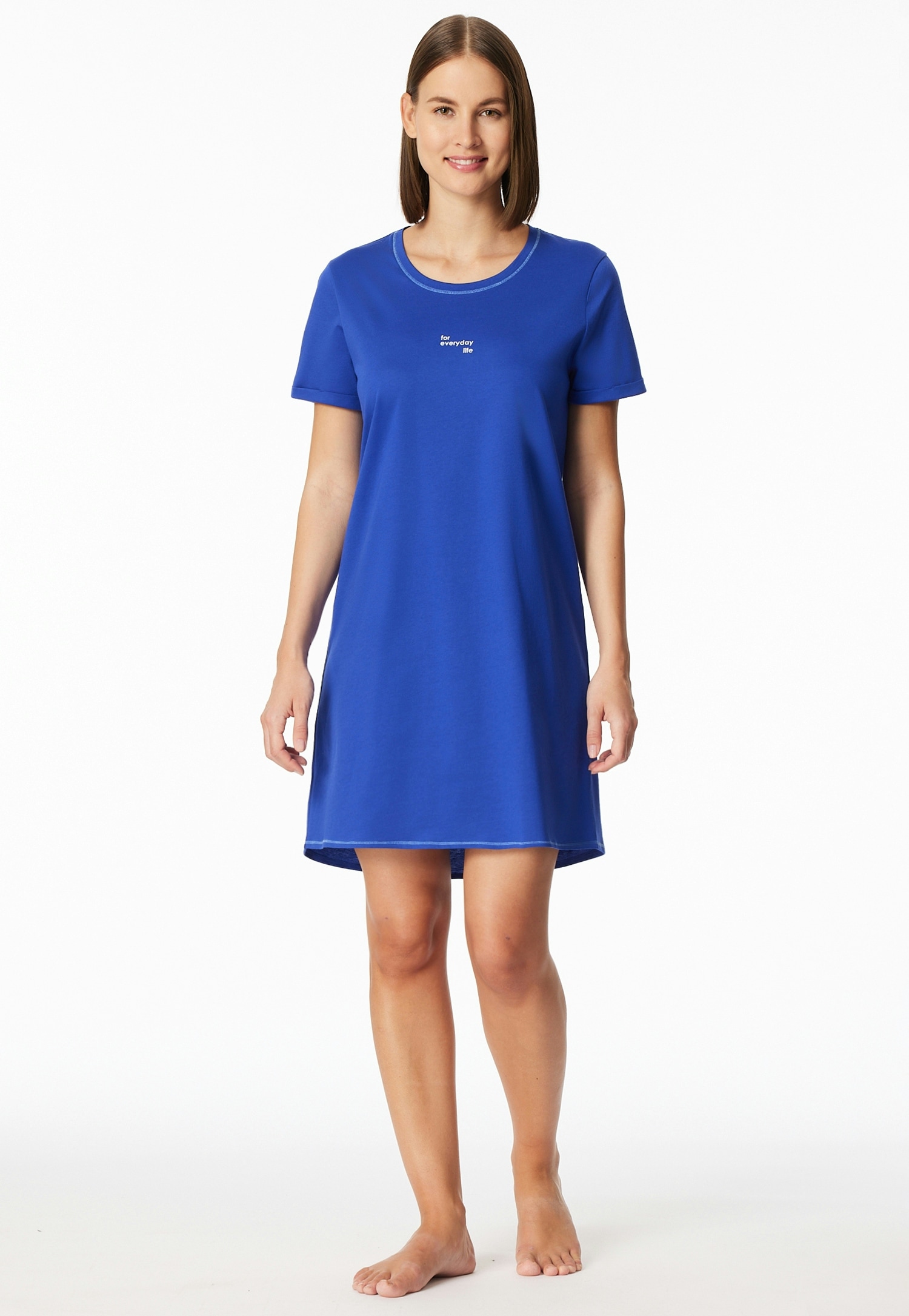 Schiesser Nachthemd »Casual Essentials« mit Statement-Print, Baumwolle, kurzärmelig, Rundhalsausschnitt