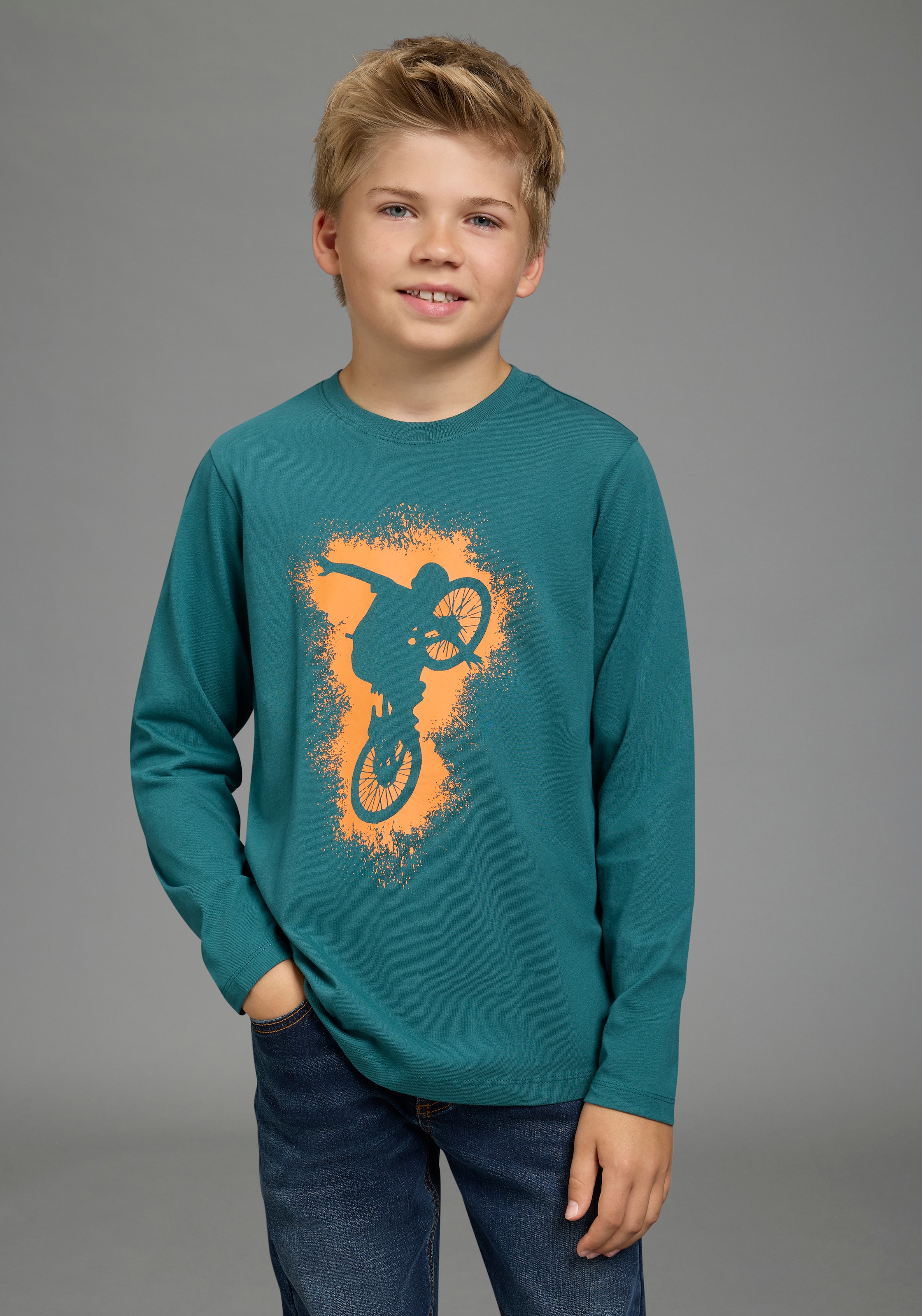 KIDSWORLD T-shirt à manches longues »BIKER« , imprimé décontracté pour garçons