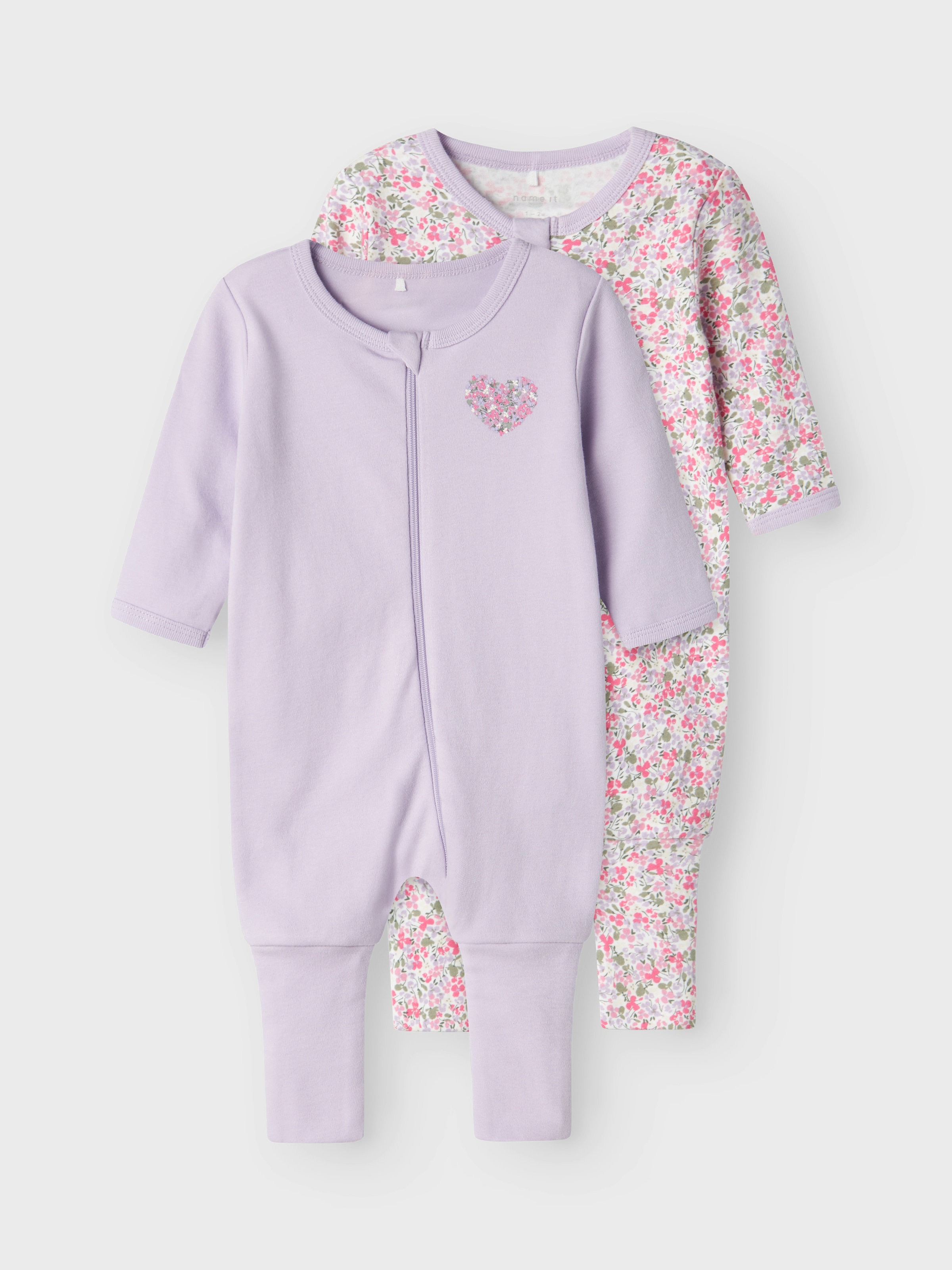 Name It Schlafanzug »NBFNIGHTSUIT 2P ZIP FF PETIT FLOWER NOOS«, (Set, 2 tlg.)