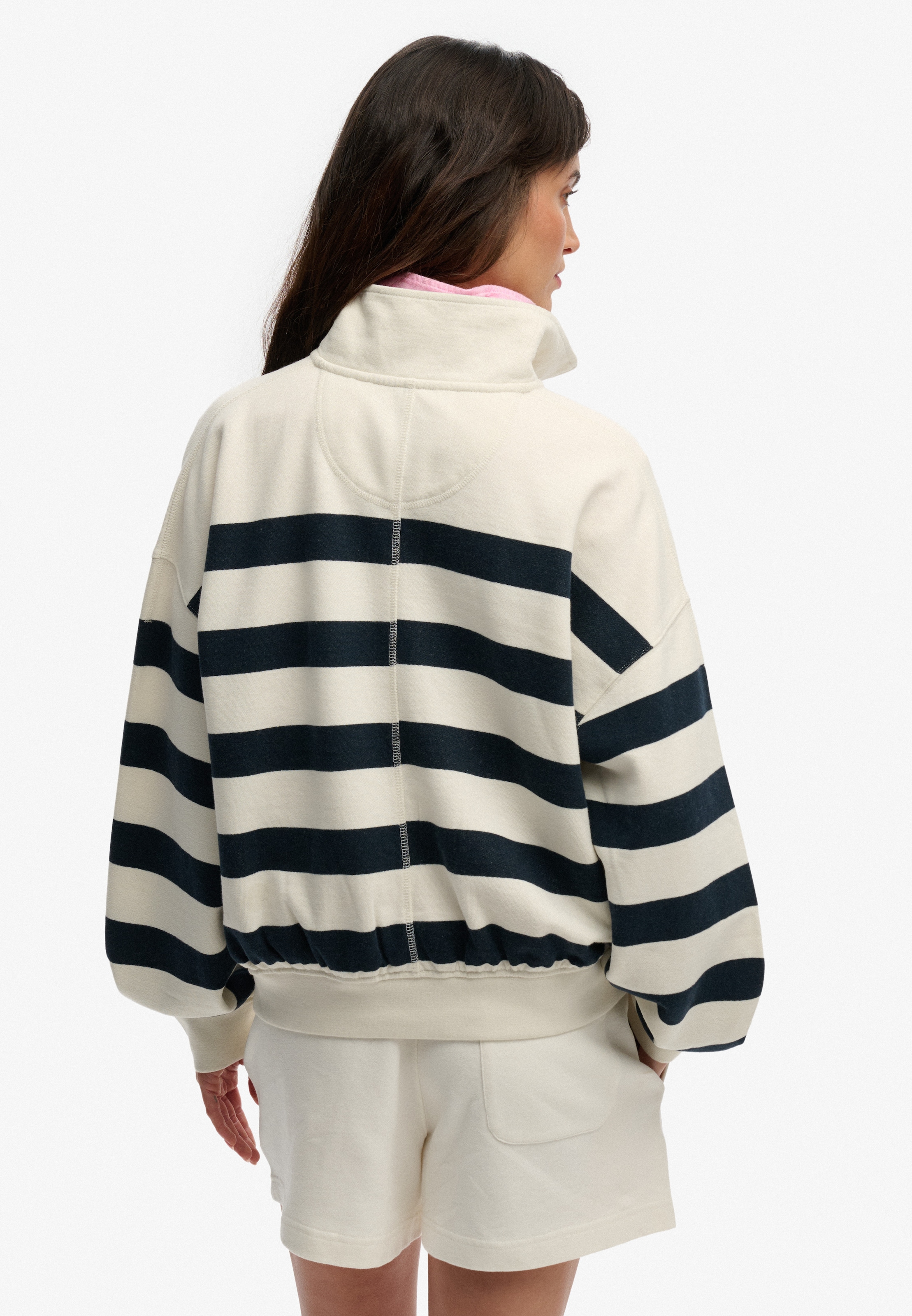 Superdry Sweatshirt »STUDIOS STRIPE HALF ZIP«, mit hochschliessendem Kragen, aus Baumwolle und Sweatware, Relaxed Fit
