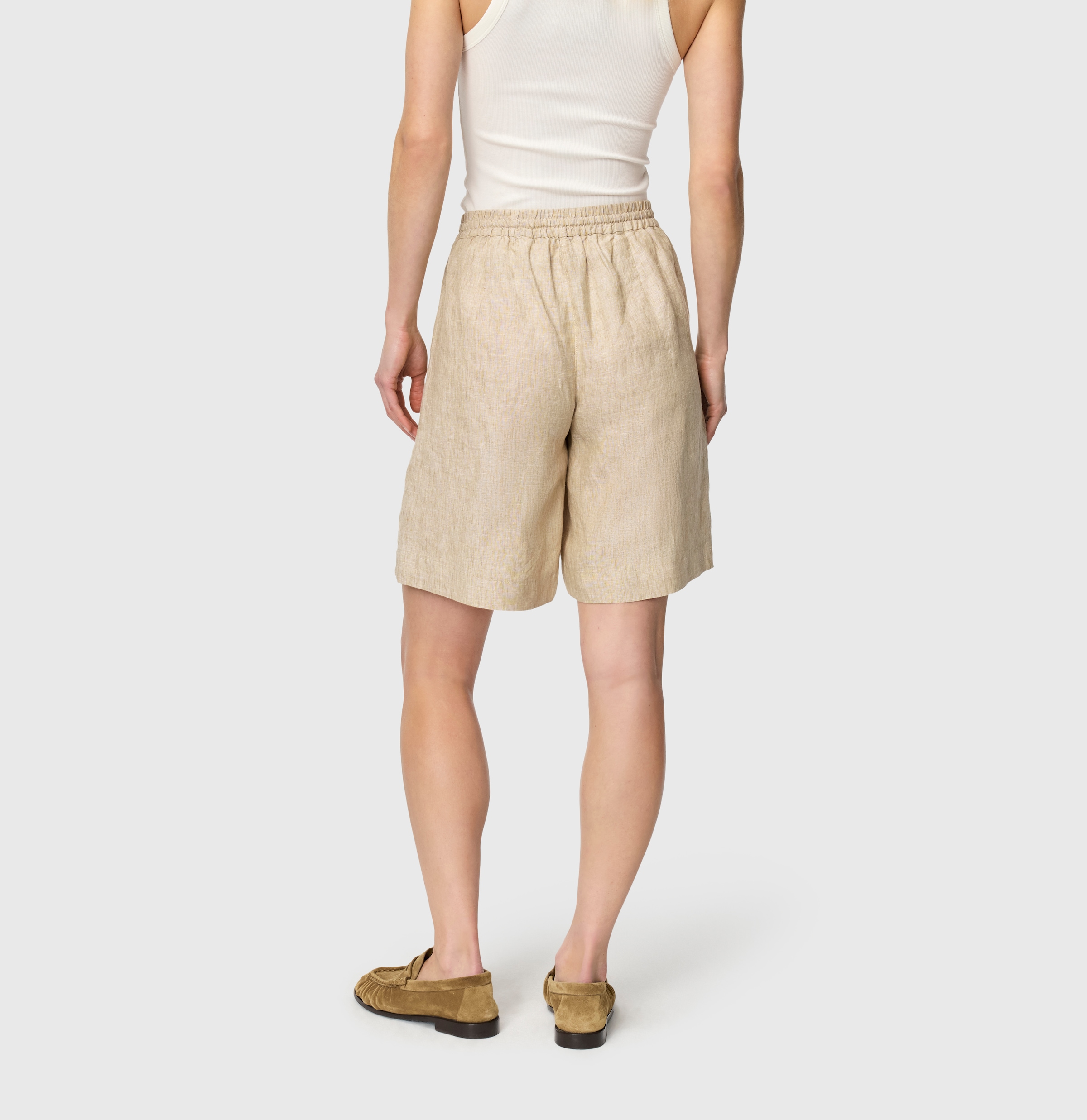 MAC Pantalon en lin »SANNY«  shorts, bermudas avec ceinture élastique et cordon de serrage