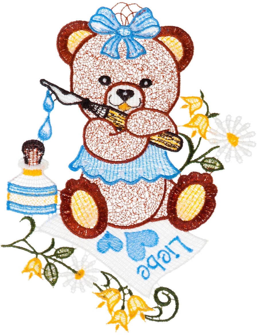 Image of W. Reuter & Sohn - Plauener Spitze Fensterbild "Teddy" Made in Germany