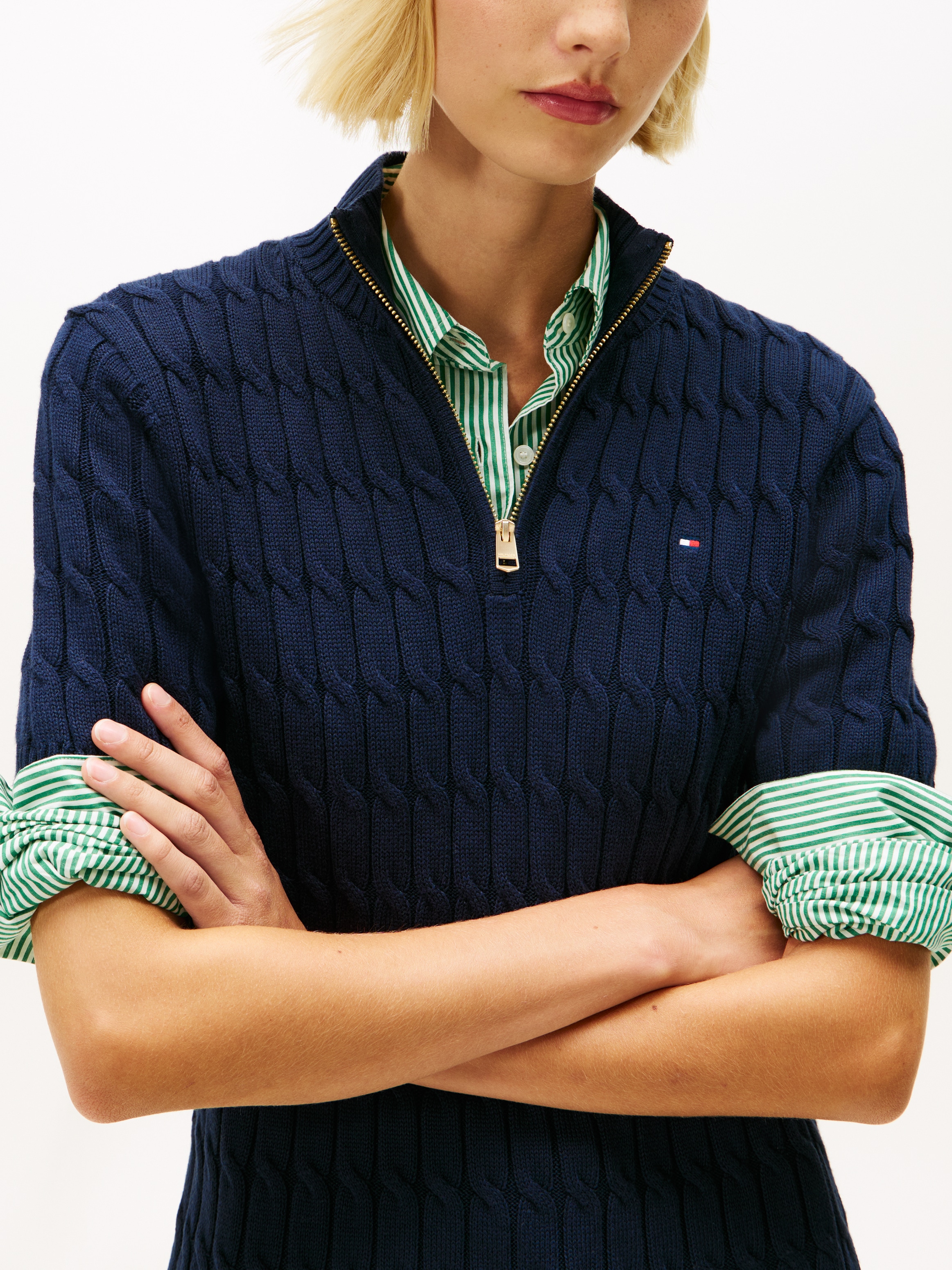 Tommy Hilfiger Mini-robe »CO CABLE MID GG SHIFT MK DRESS« mit Zopfmuster