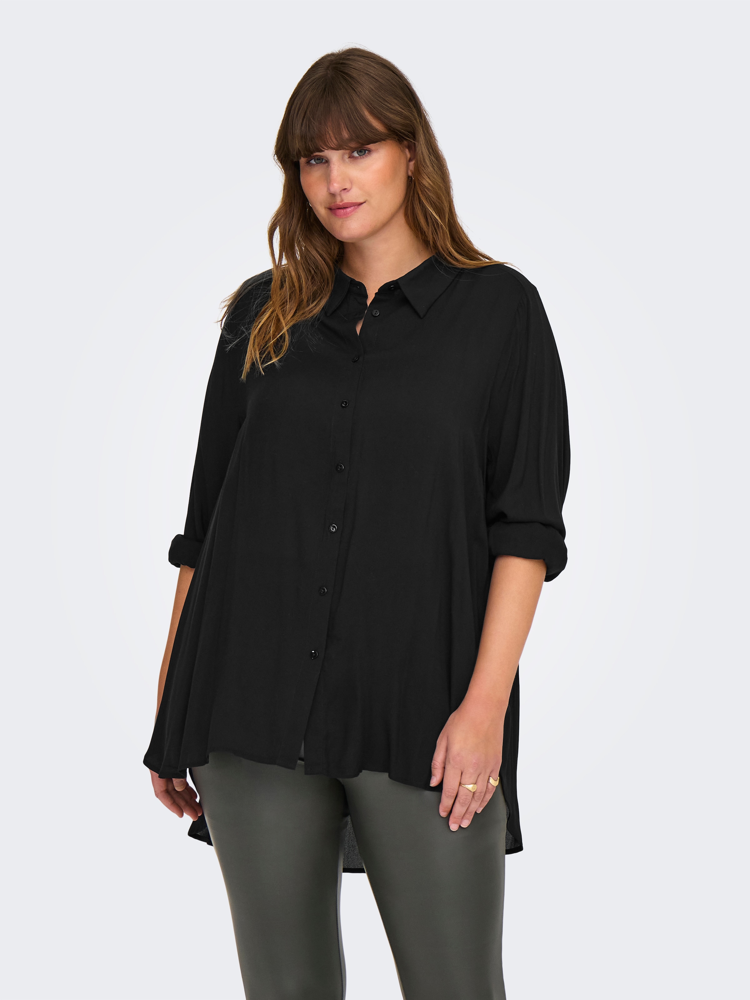 Image of ONLY CARMAKOMA Longbluse "CARFREYJA L/S LONG SHIRT WVN" Viskosemischung