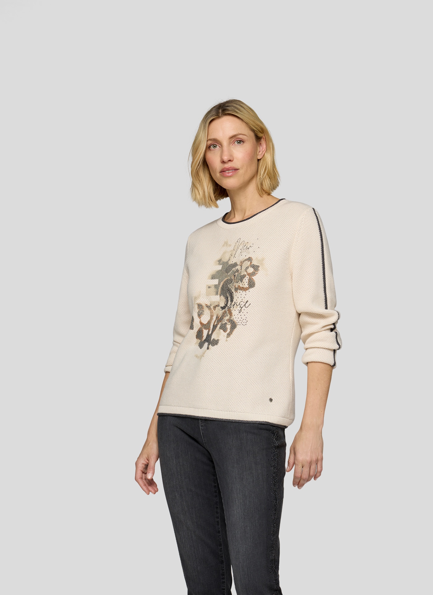 Image of Rabe Rundhalspullover mit intarsien Print
