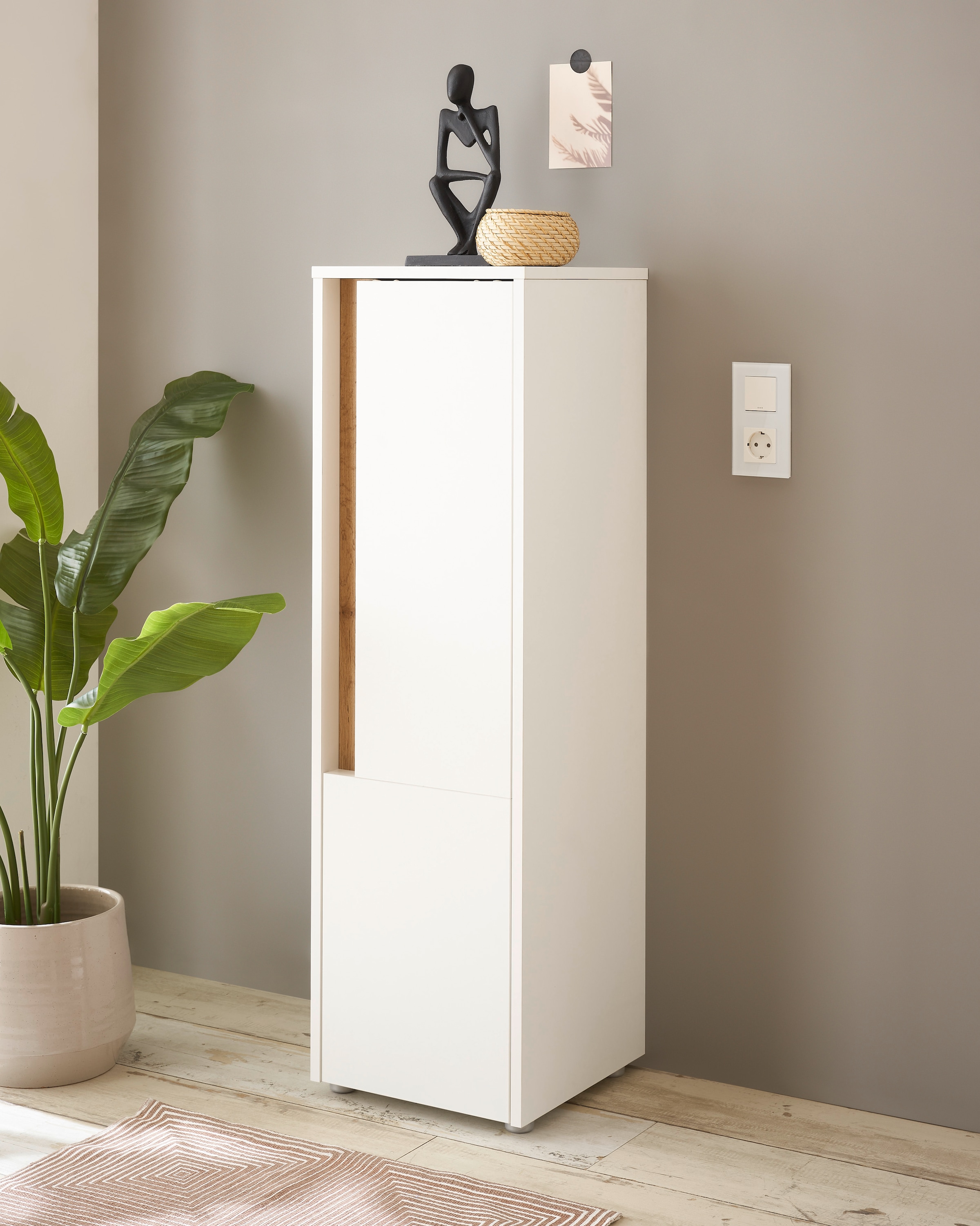 INOSIGN Armoire intermédiaire »CITY/GIRON, Badschrank mit Griffmulde, Hochschrank in zeitlosem Design« in den Farben Weiss und Anthrazit verfügbar, viel Stauraum