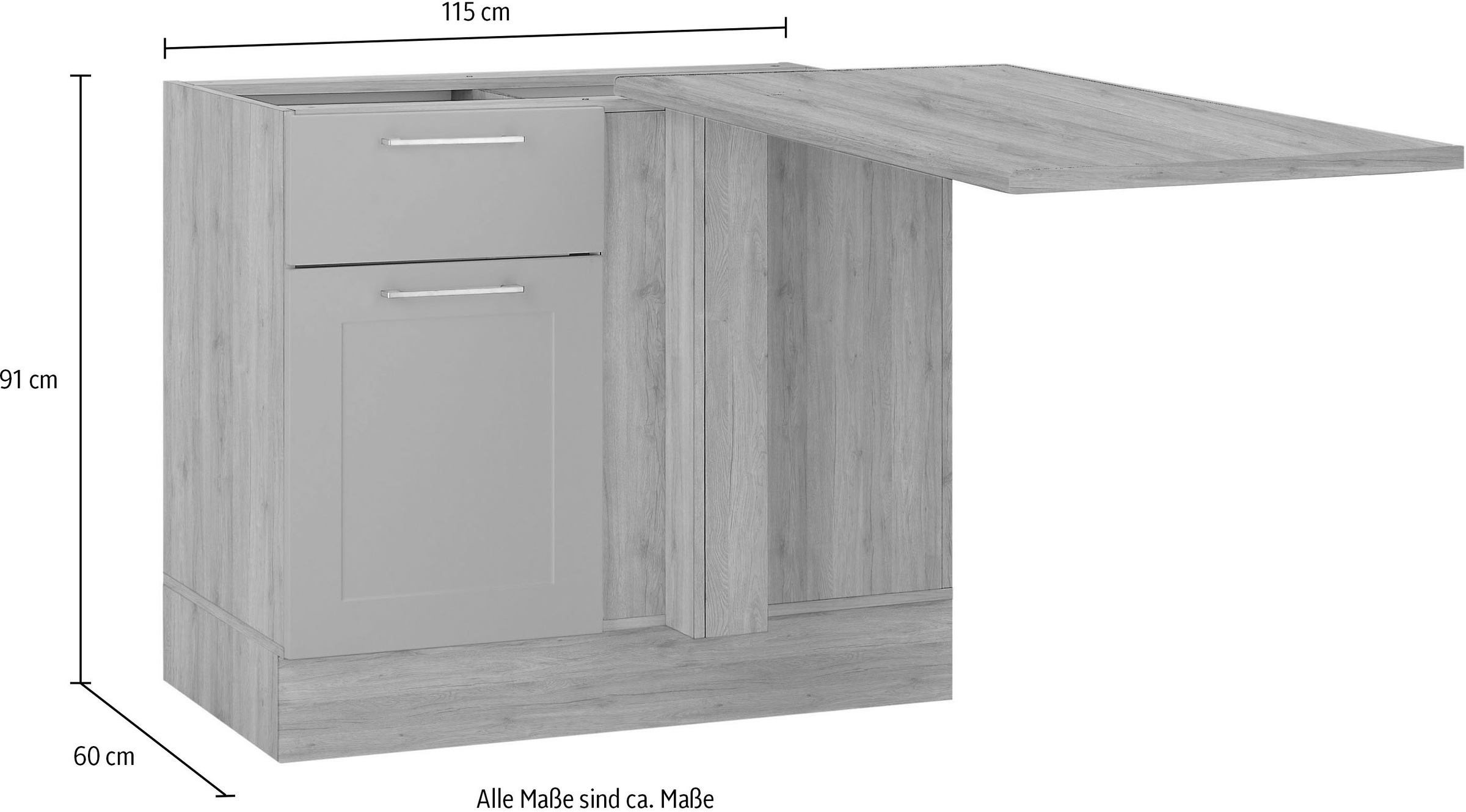 BASIC by Balculina Meuble bas d'angle »Marsi« largeur 115 cm, sens d’ouverture de la porte réversible