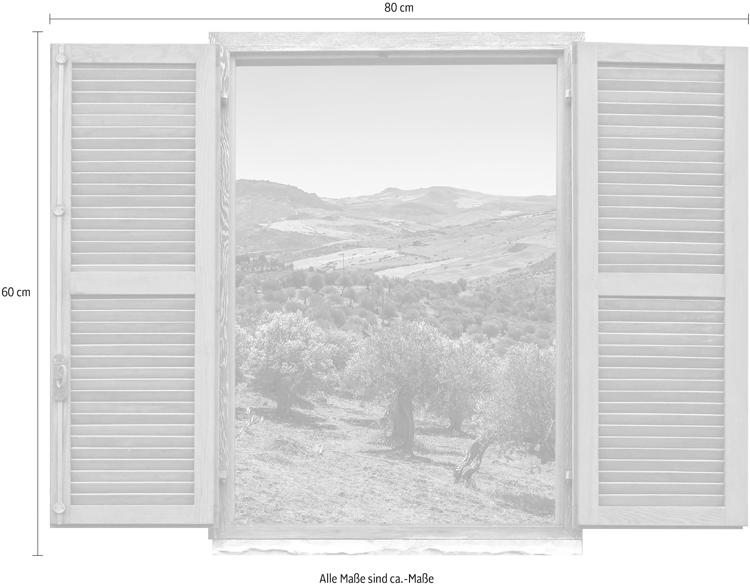 queence Wandtattoo »Landschaft von Olivenbäu« Wandsticker, Wandbild, selbstklebend, 3D, Fenster