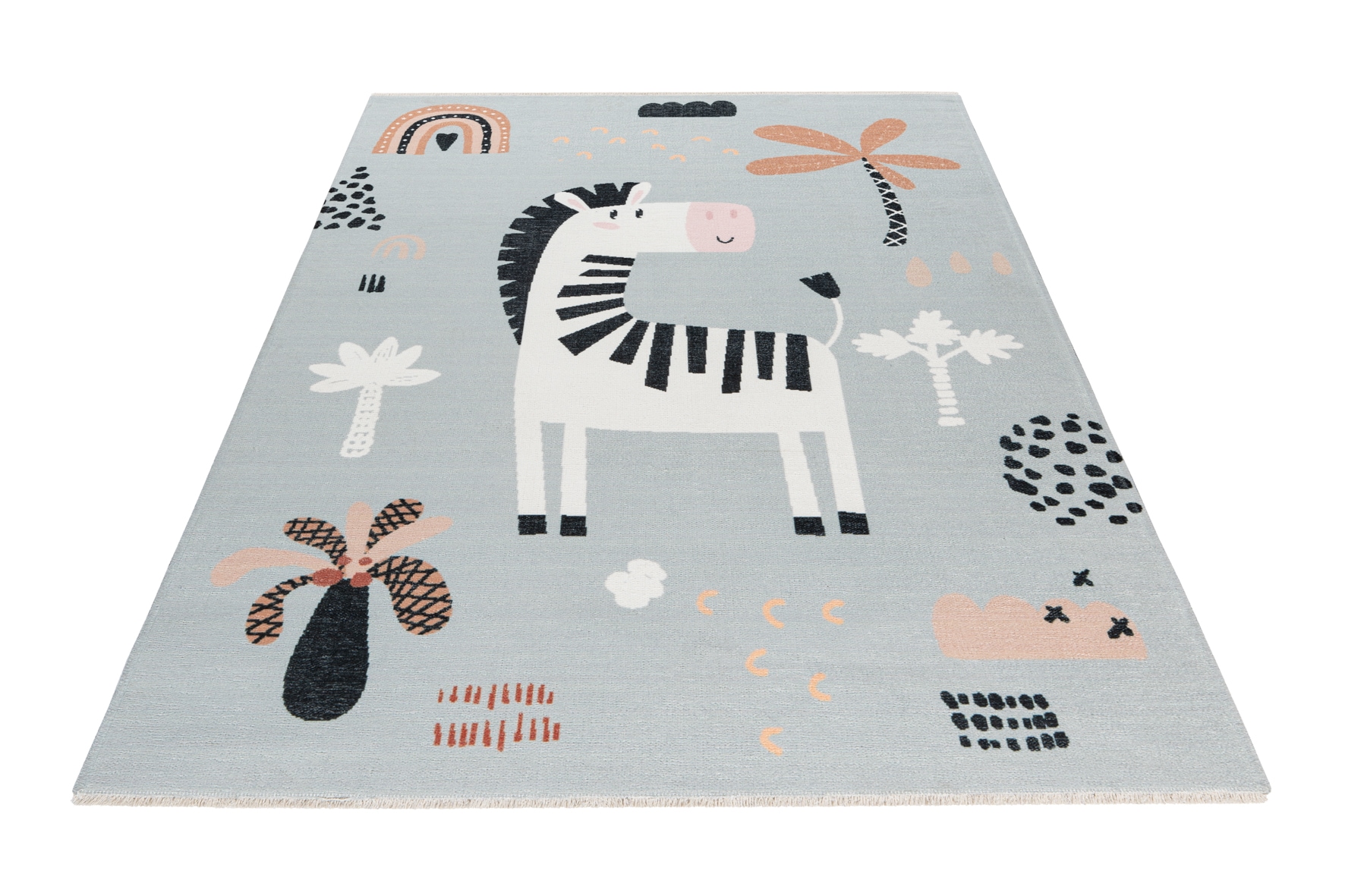 Image of Obsession Kinderteppich "My Greta 624" rechteckig 6 mm Höhe bedruckt, Zebra Motiv, waschbar, mit Fransen, Kinderzimmer
