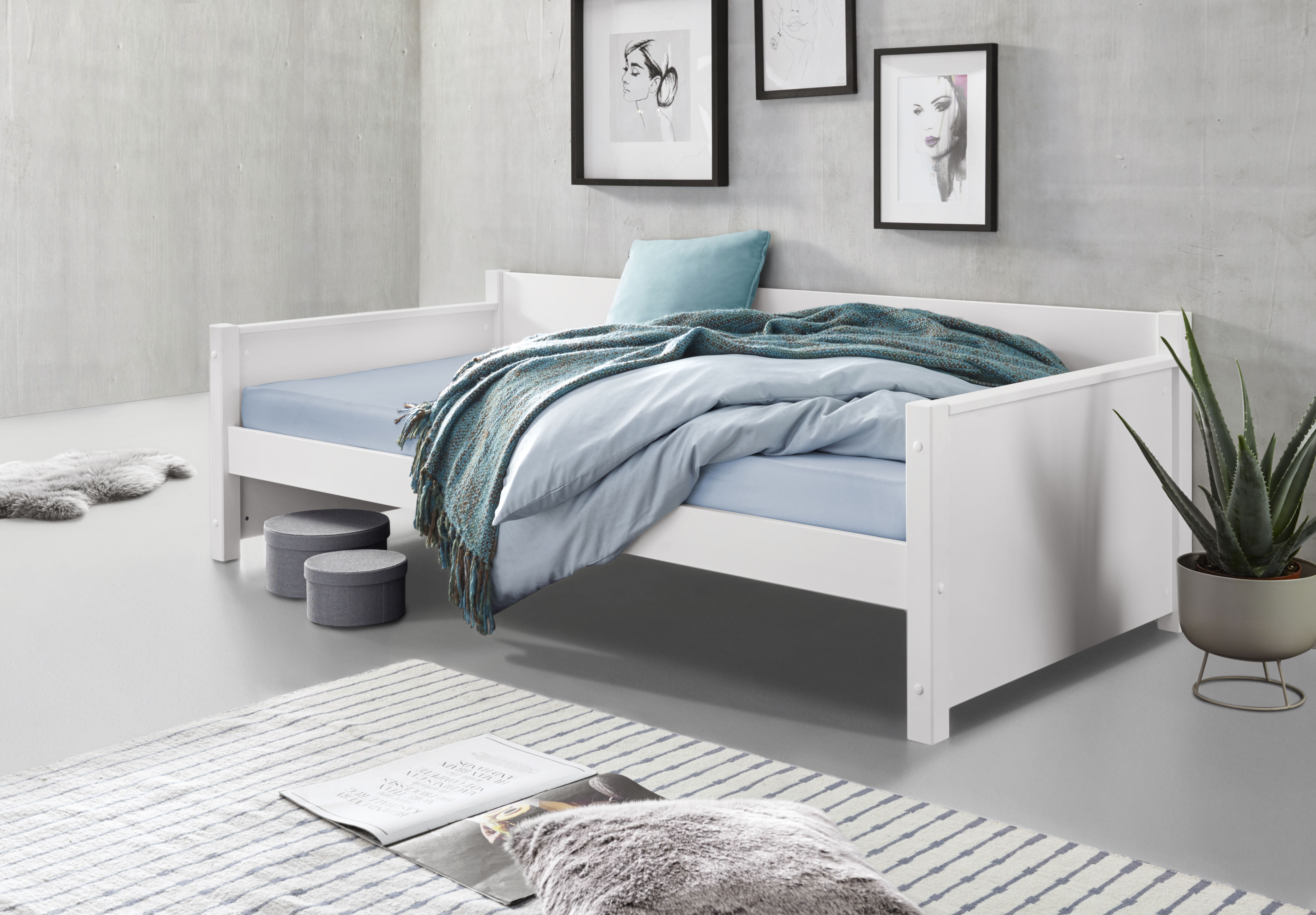 Daybett »Tipo«, Massivholz, platzsparend, mit Rollrost,Option für 2. Schlafgelegenheit
