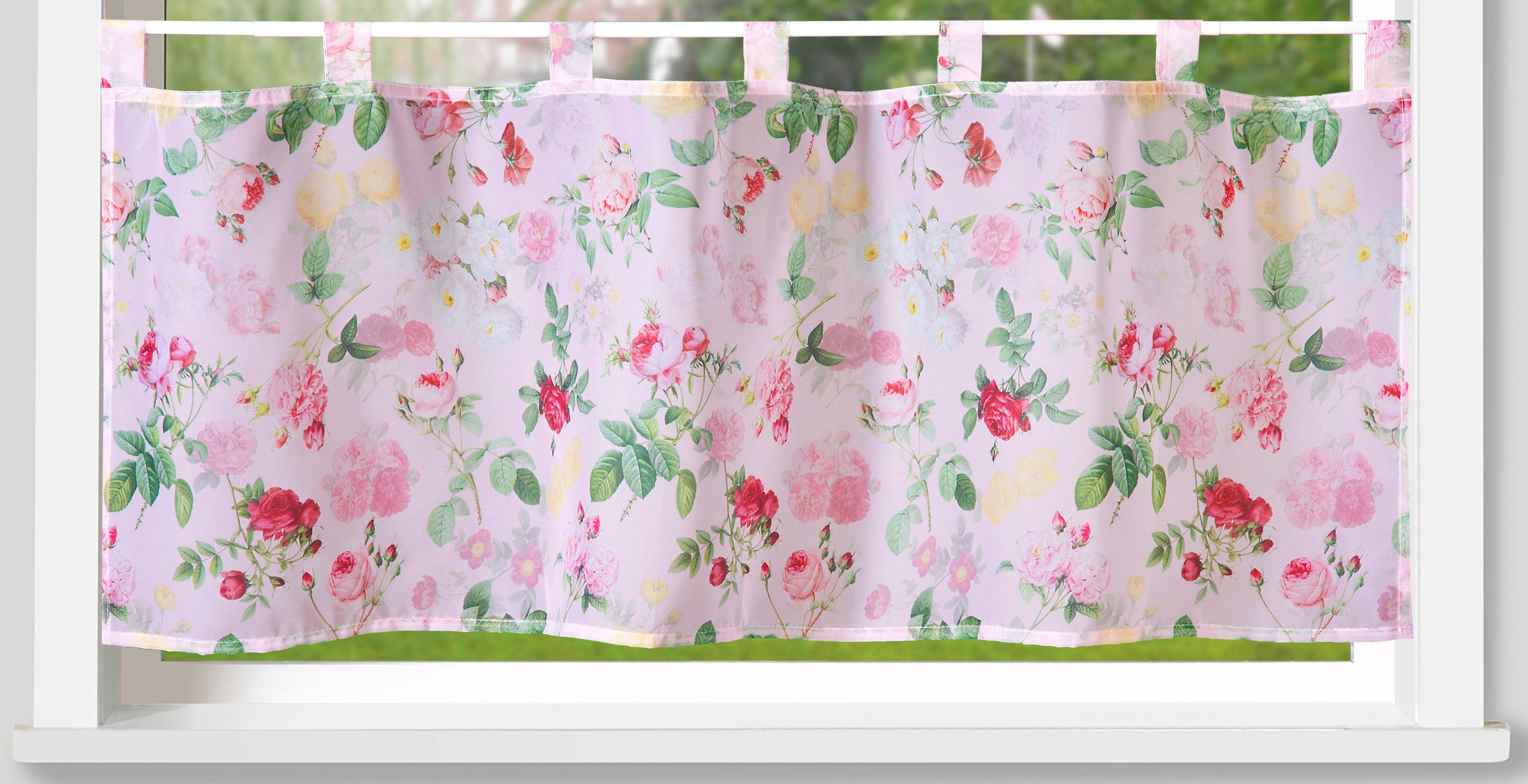 Image of Weckbrodt Scheibengardine "Rosalie" Schlaufen 1 Stk. tlg. Bistro, Voile, bedruckt, floral, HxB 45x120cm, Gardine, Store