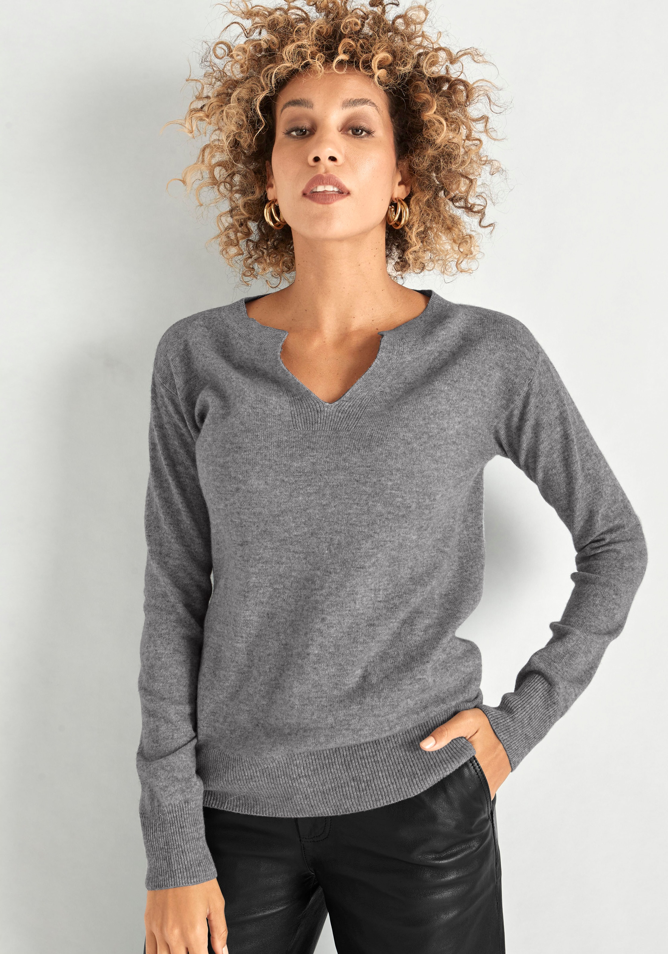 HECHTER PARIS Kaschmirpullover, mit Schlitzkragen - NEUE KOLLEKTION kaufen