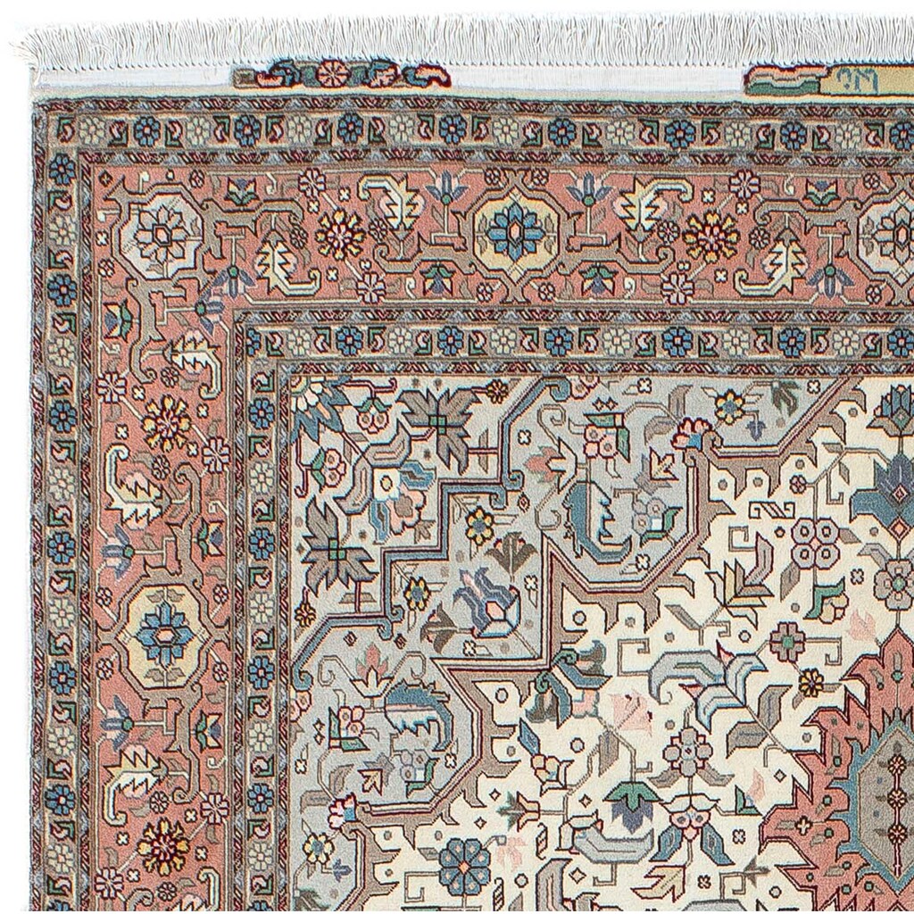 morgenland Orientteppich »Perser - Täbriz - Royal - 200 x 151 cm - beige«, rechteckig, Wohnzimmer, Handgeknüpft, Einzelstück mit Zertifikat