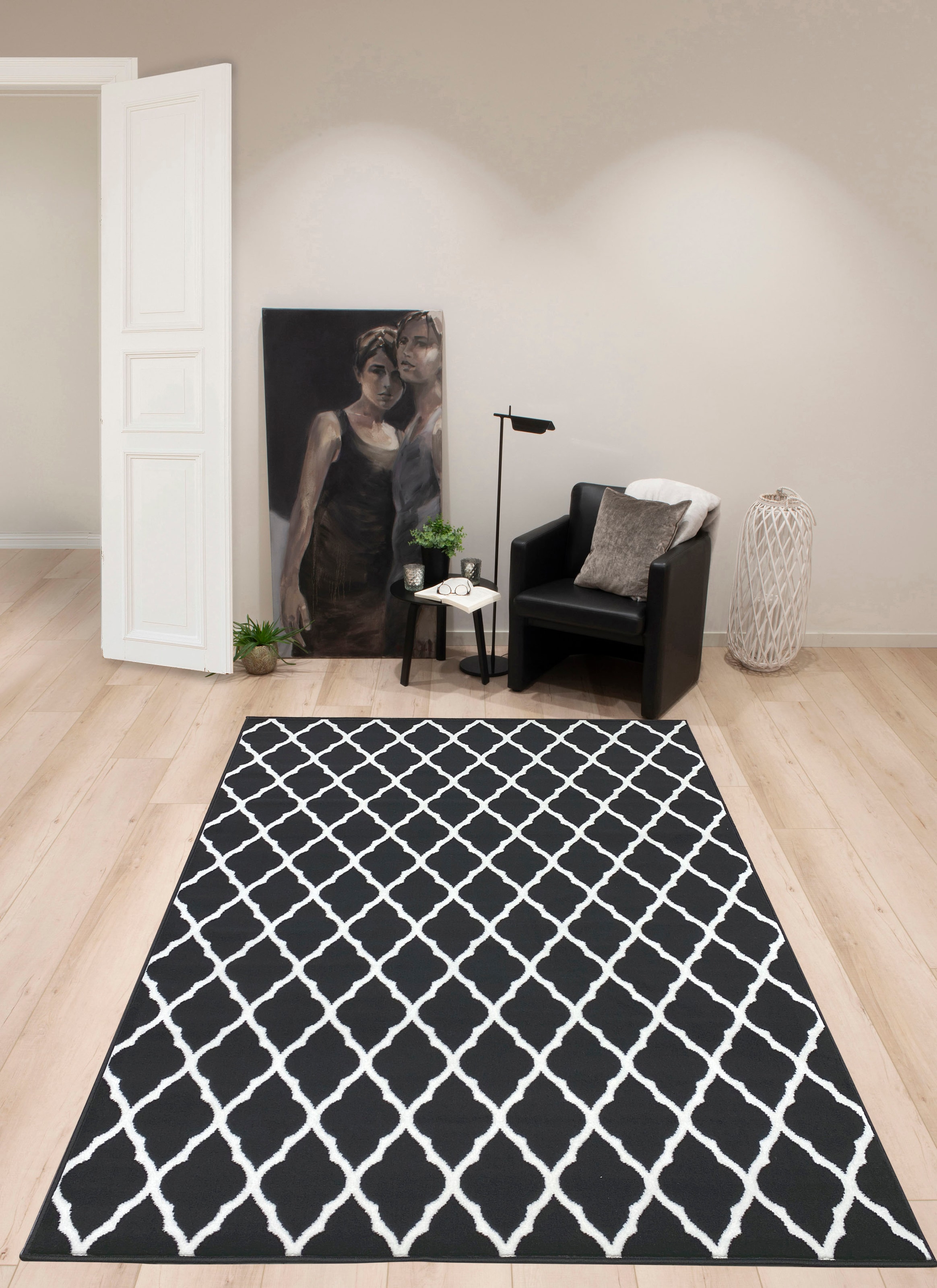 Leonique Teppich »Elliota«, rechteckig, grafisches günstig Kurzflor-Teppich kaufen modern, Rauten-Design