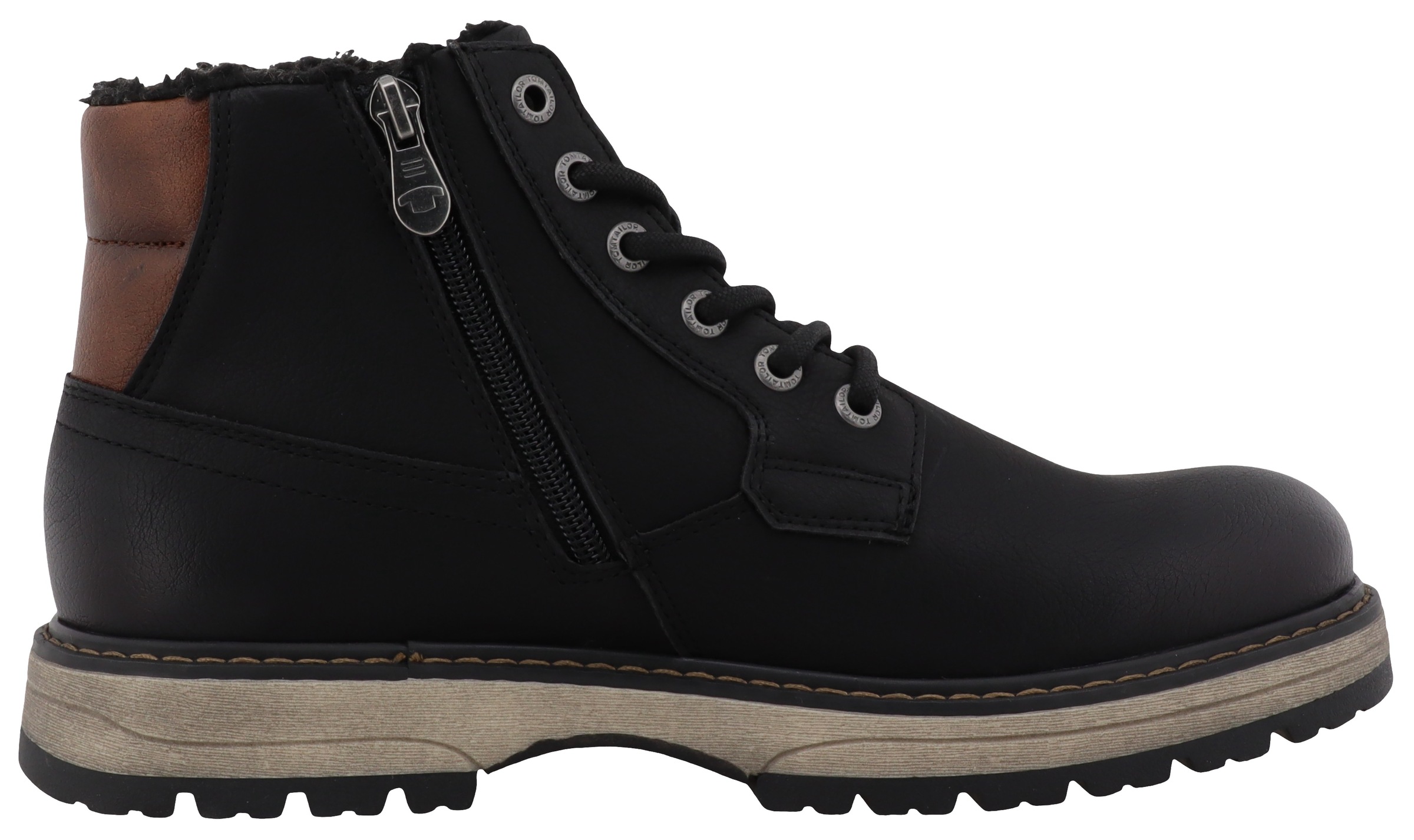 TOM TAILOR Winterboots,Blockabsatz,Schnürboots,Outdoorschuh, Reissverschluss, Weite G (=weit)