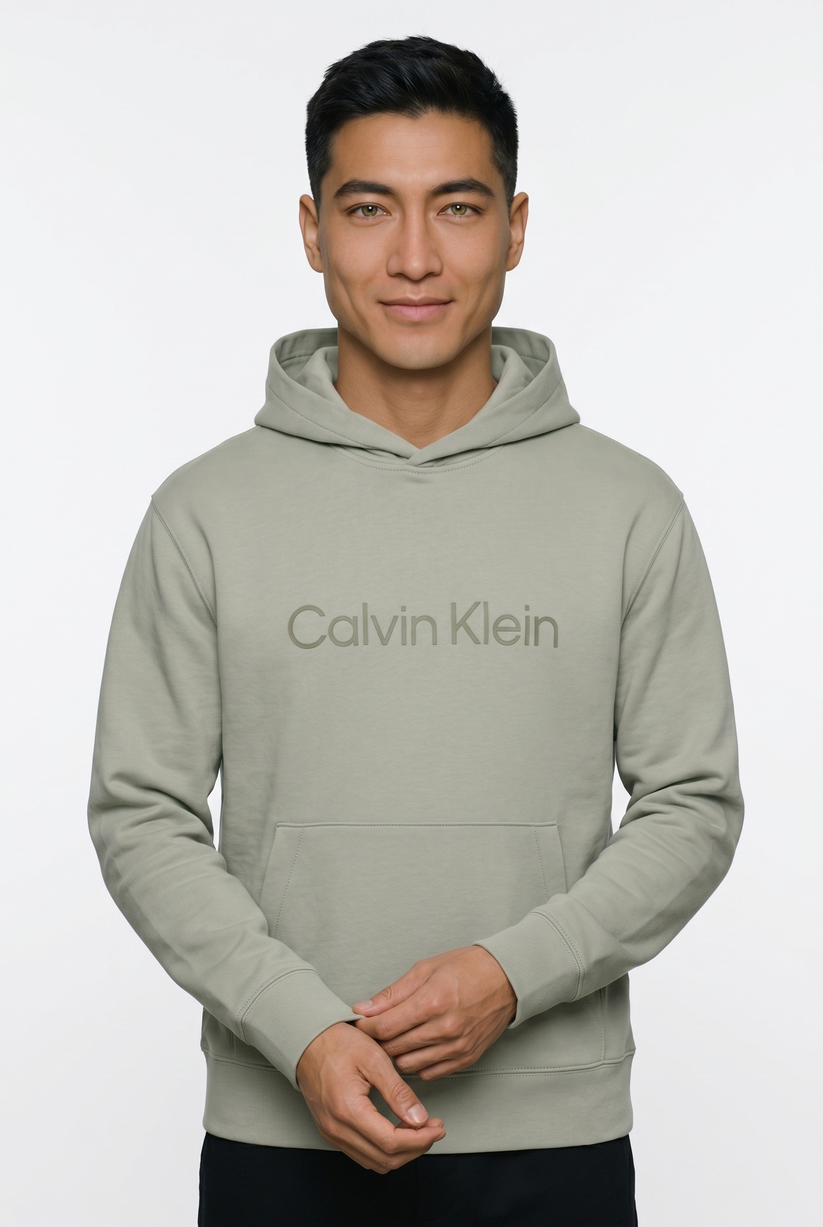 Image of Calvin Klein Kapuzensweatshirt "LS EU STANDARD LOGO 350TERRY PO", Regular Fit, Kängurutasche