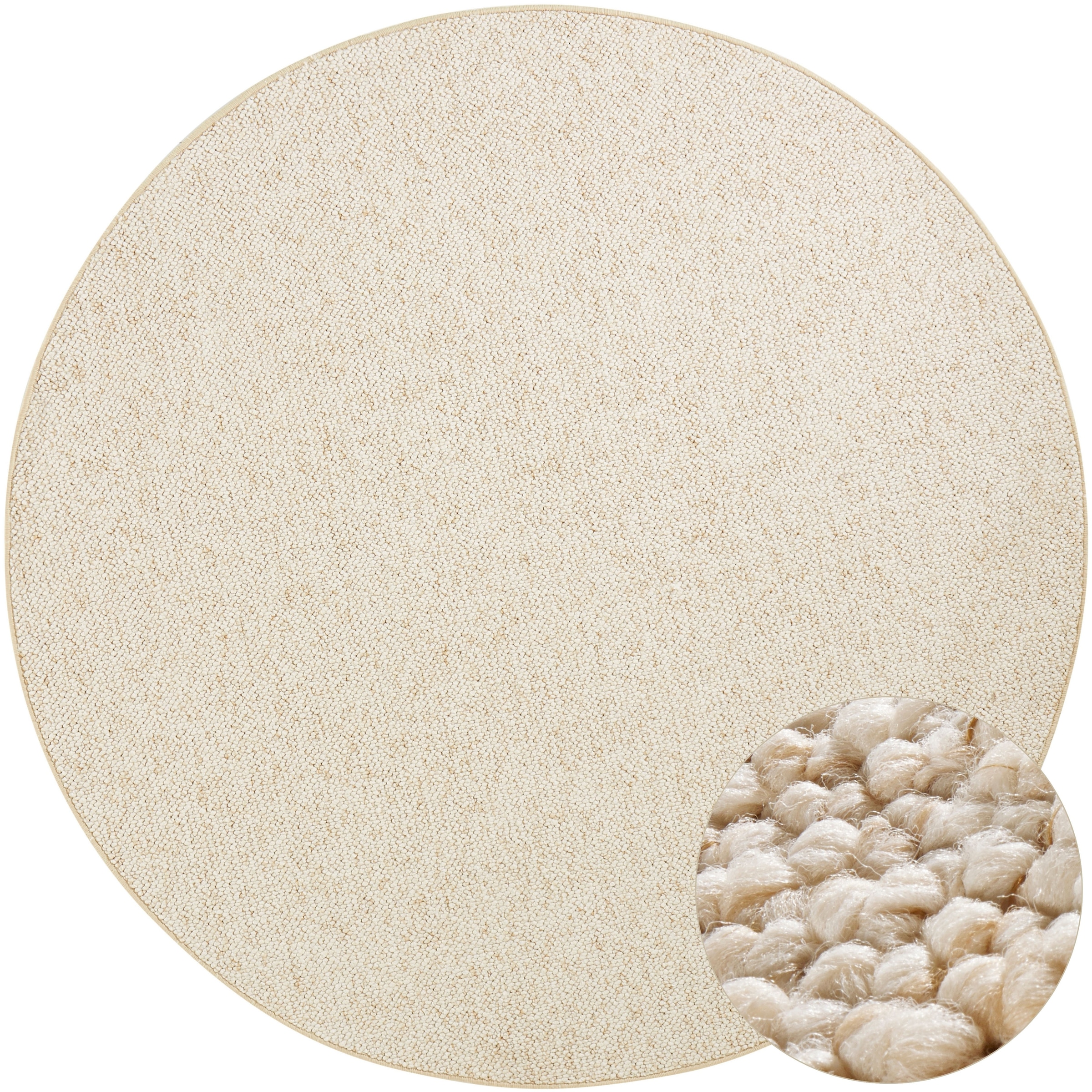 HANSE Home Teppich »Wolly 2«, rund, 12 mm Höhe, Flachgewebe, Skandi, Woll-Optik, Esszimmer, Wohnzimmer, Flur
