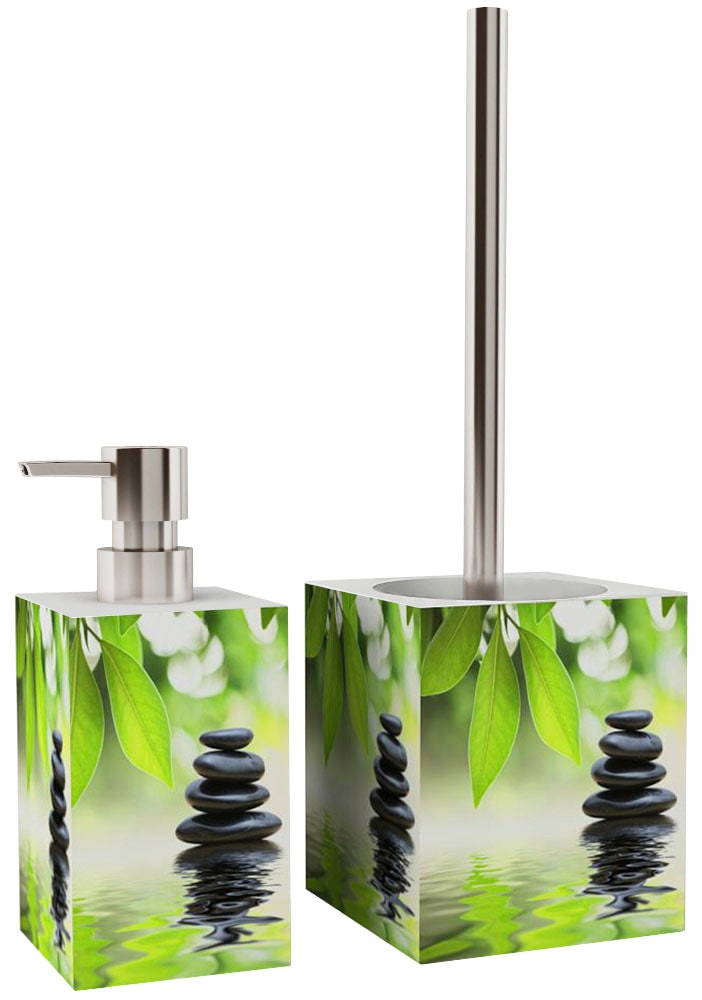 Sanilo Set d'accessoires de salle de bain »Harmony« bestehend aus WC-Sitz, Badteppich, Stöpsel, Seifenspender, WC-Bürste