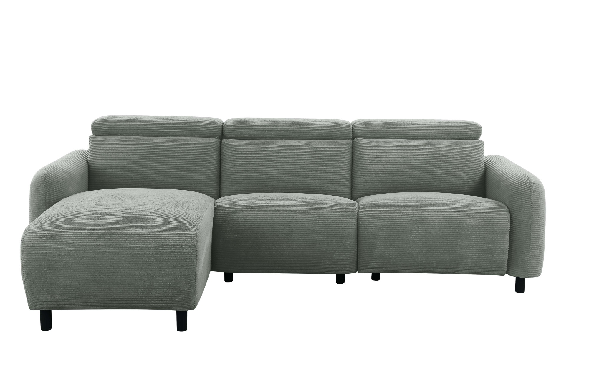 Home affaire Ecksofa »SKAANE in Cord, L-Form, 274 cm, manuelle u. elektrische Relaxfunktion,« rundes Design, Kopfteilverstellung, Federkernpolsterung