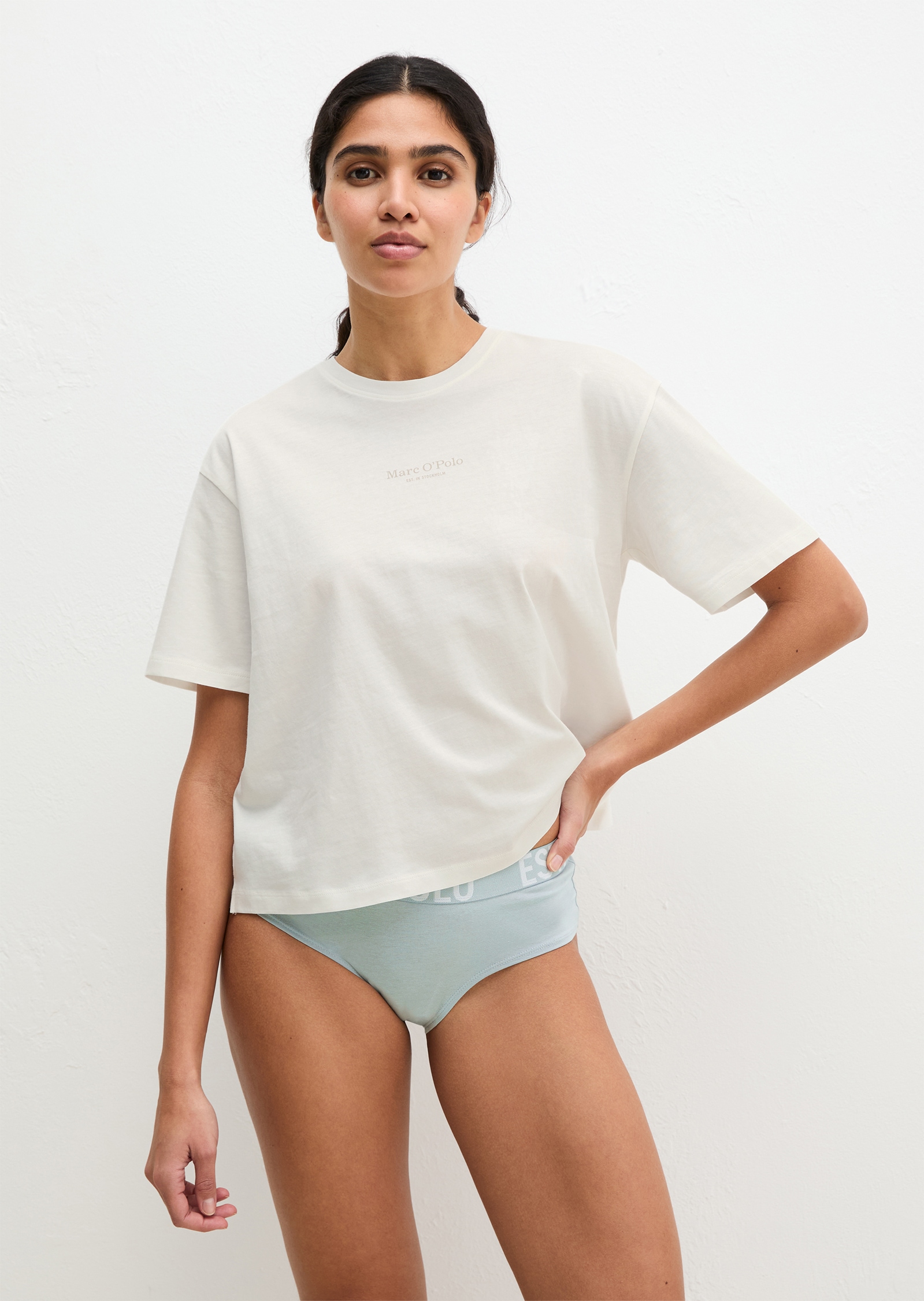 Image of Marc OPolo Pyjamaoberteil "Mix N Match Cotton" mit Rundhalsausschnitt und kurzen Ärmeln