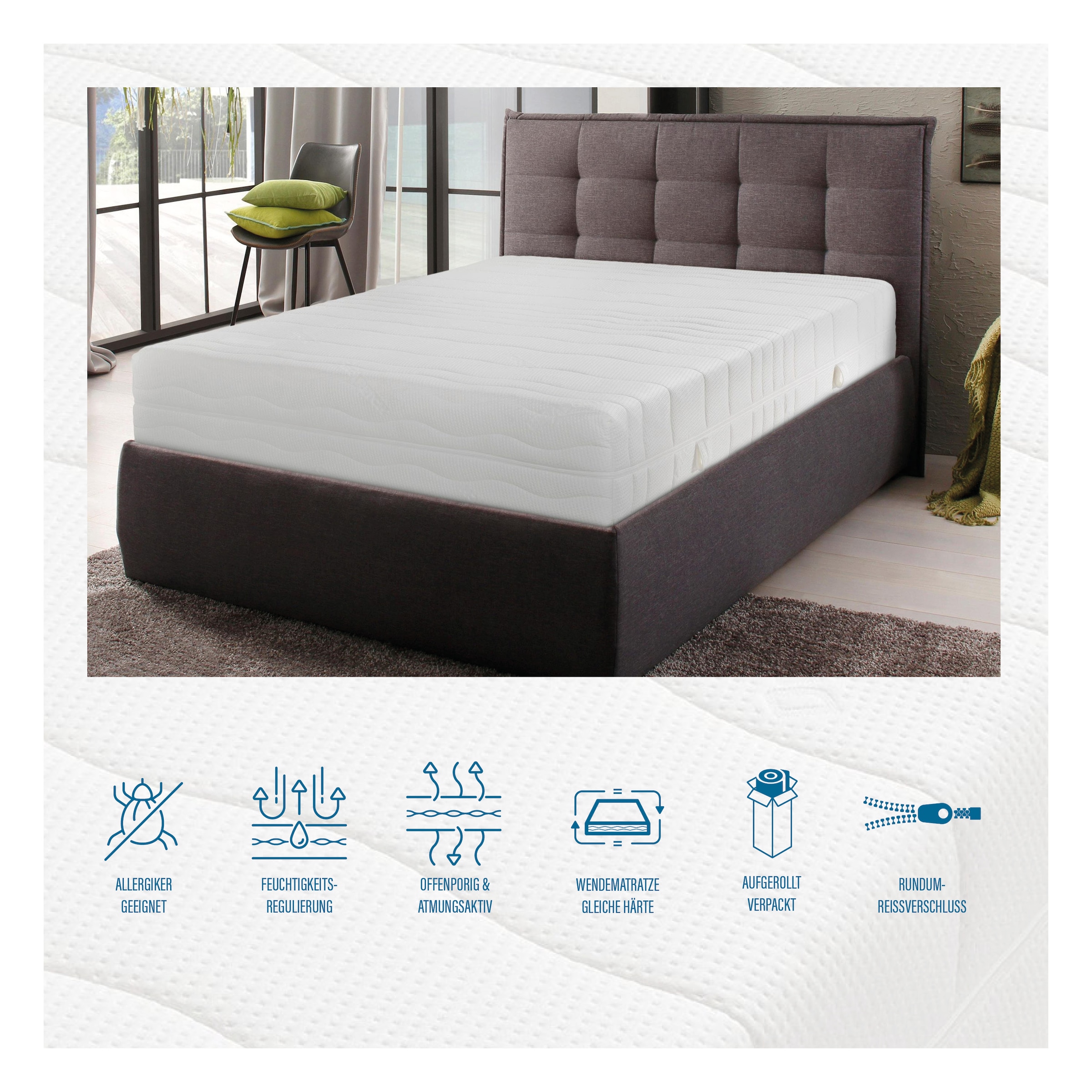 Beco Matelas mousse confort »Gigant Trio – GOLD Komfortschaummatratze in Luxus-Bettenhöhe« 30 cm hoch Raumgewicht: 35 kg/m³ 1 cuis tlg. luxe hauteur 30 cm, 7 zones, matelas réversible, aussi disponible en 140x200
