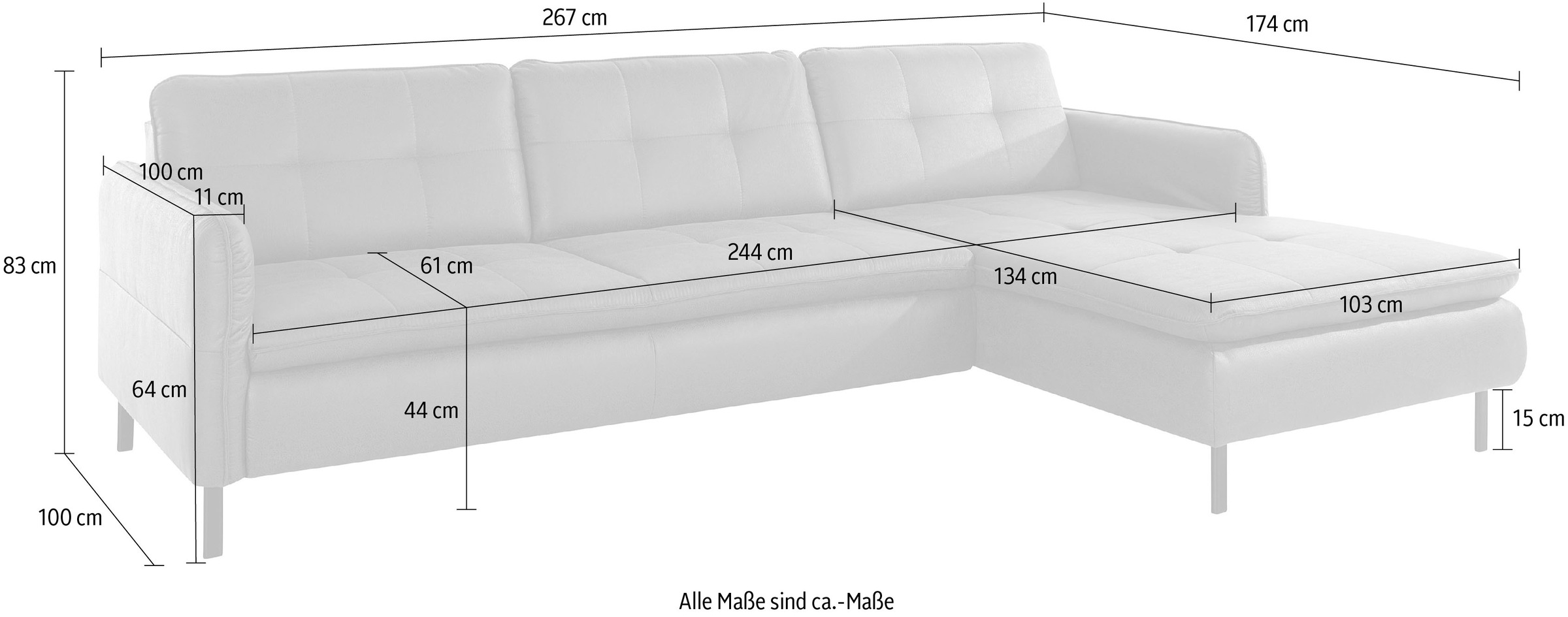 INOSIGN Ecksofa »Birkholm L-Form«, Armlehnverstellung, auch in Easy Clean Bezug - mit Wasser zu reinigen