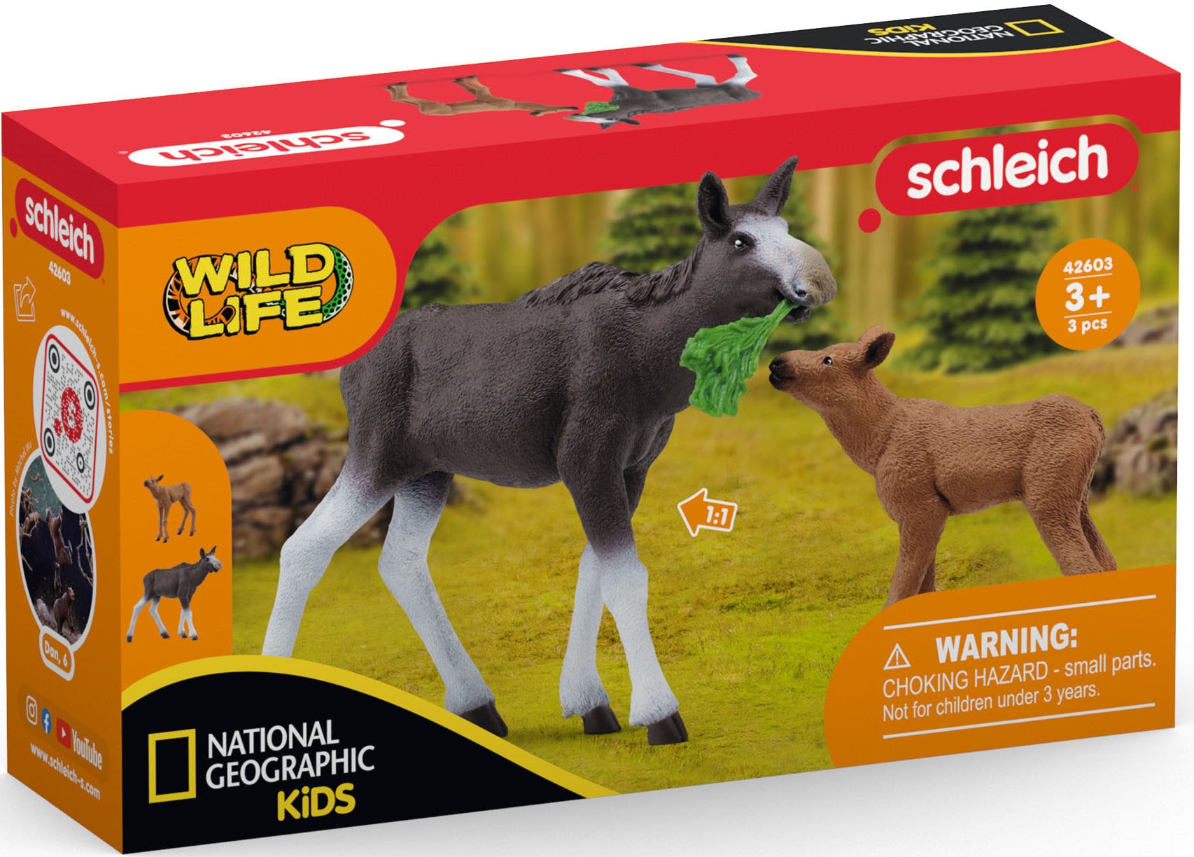 Schleich® Spielfigur »WILD LIFE, Elchkuh mit Kalb (42603)«, (Set, 2 tlg.)