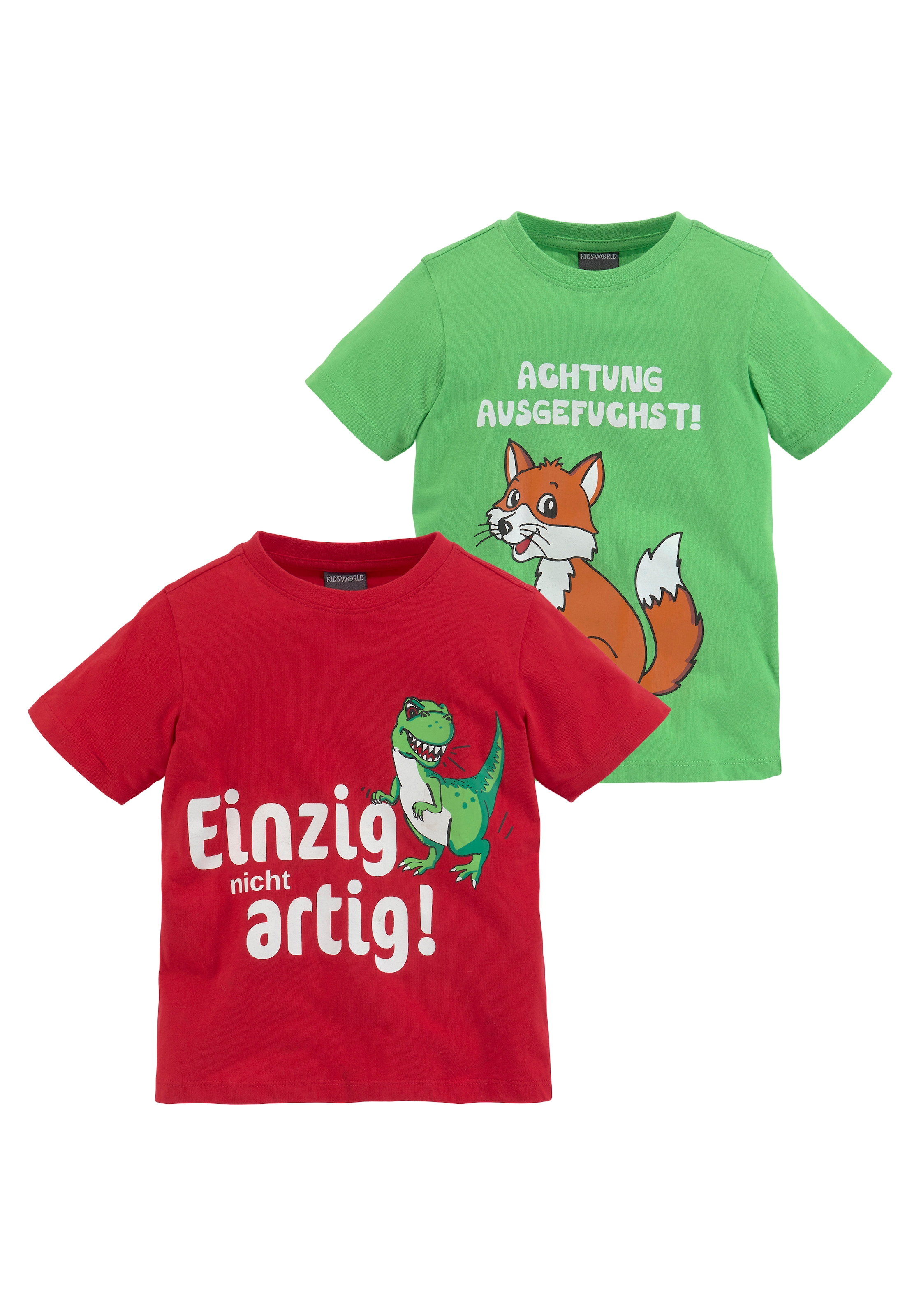 ✌ KIDSWORLD T-Shirt »FUCHS UND DINO«, (Packung, 2 tlg.) Acheter en ligne