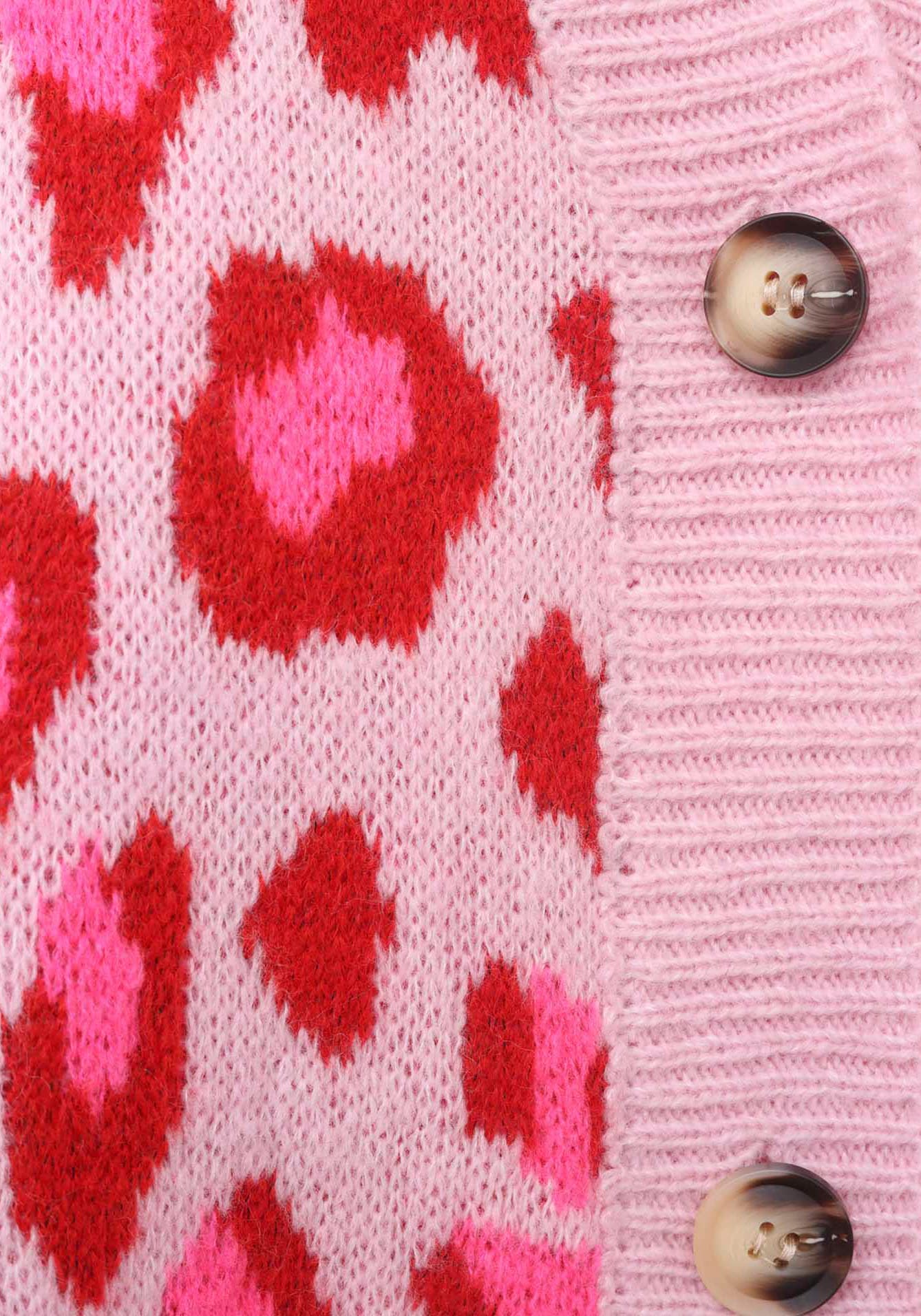 Zwillingsherz Strickjacke »"Big Leo"«, mit Knöpfen und auffallendem Leo Muster, One Size