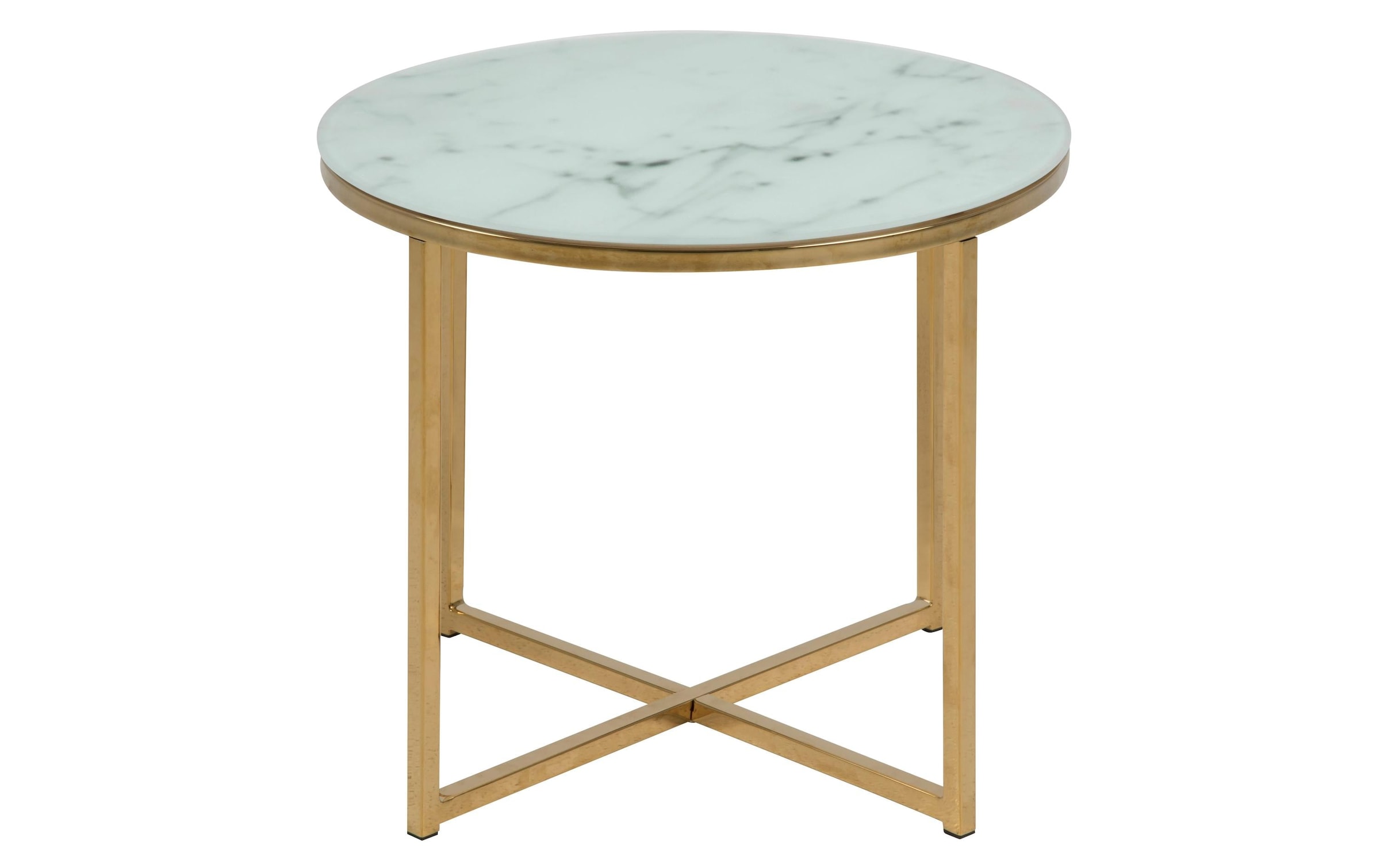 AC Design Beistelltisch »Alisma Ø 50 x 42 cm Goldfarben/Weiss«