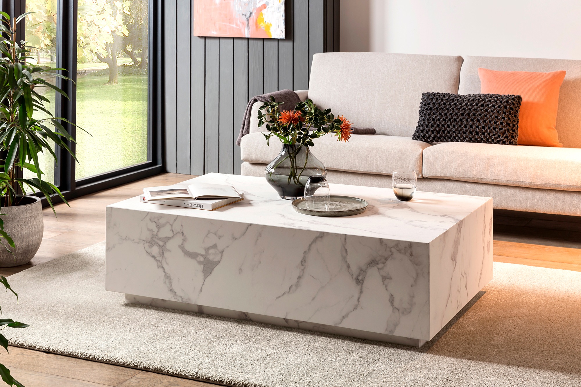 mutoni - Couchtisch Marmoroptik weiss 120x75, One Size