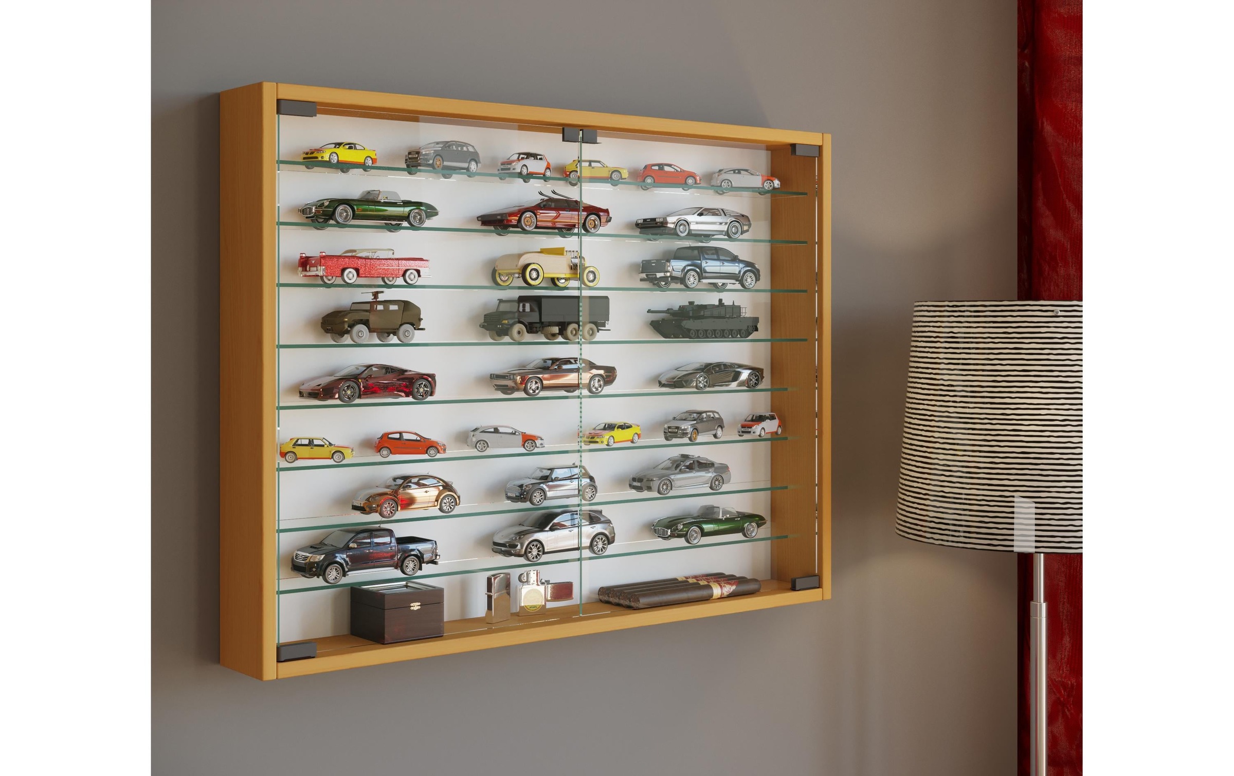 VCM Vitrines »Mandosa XXL 80 x 60 cm« vitrine suspendue avec 8 étagères en verre de sécurité ESG