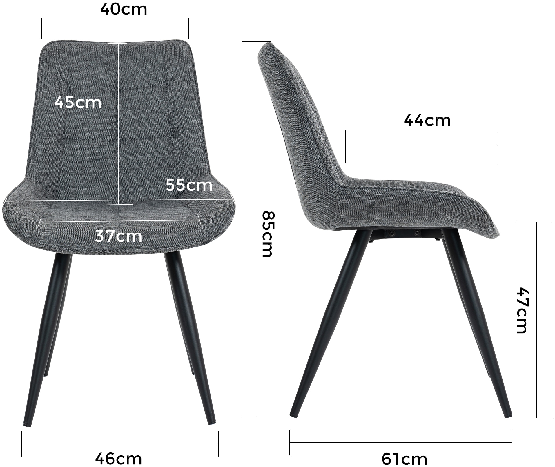 Duo Collection Chaise de salle à manger »Iris Esszimmerstuhl, 4er-Set« (Ensemble) 4 cuisrevêtement en tissu robuste, rembourrage matelassé, supporte jusqu'à 110 kg