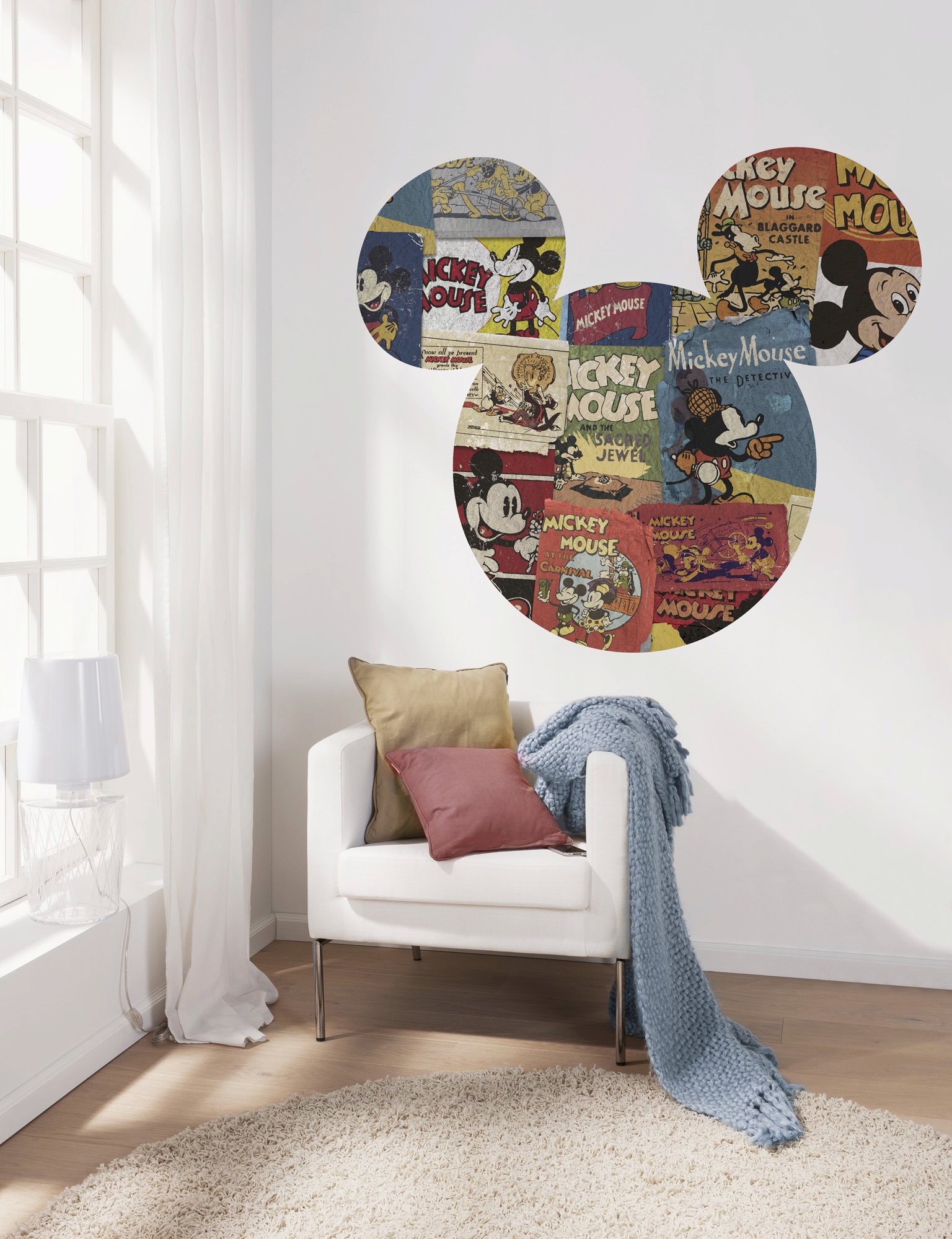 Komar Vliestapete »Vlies selbstklebend - Mickey Head Billboard - Grösse 125 x 125 cm«, bedruckt, Kinderzimmer