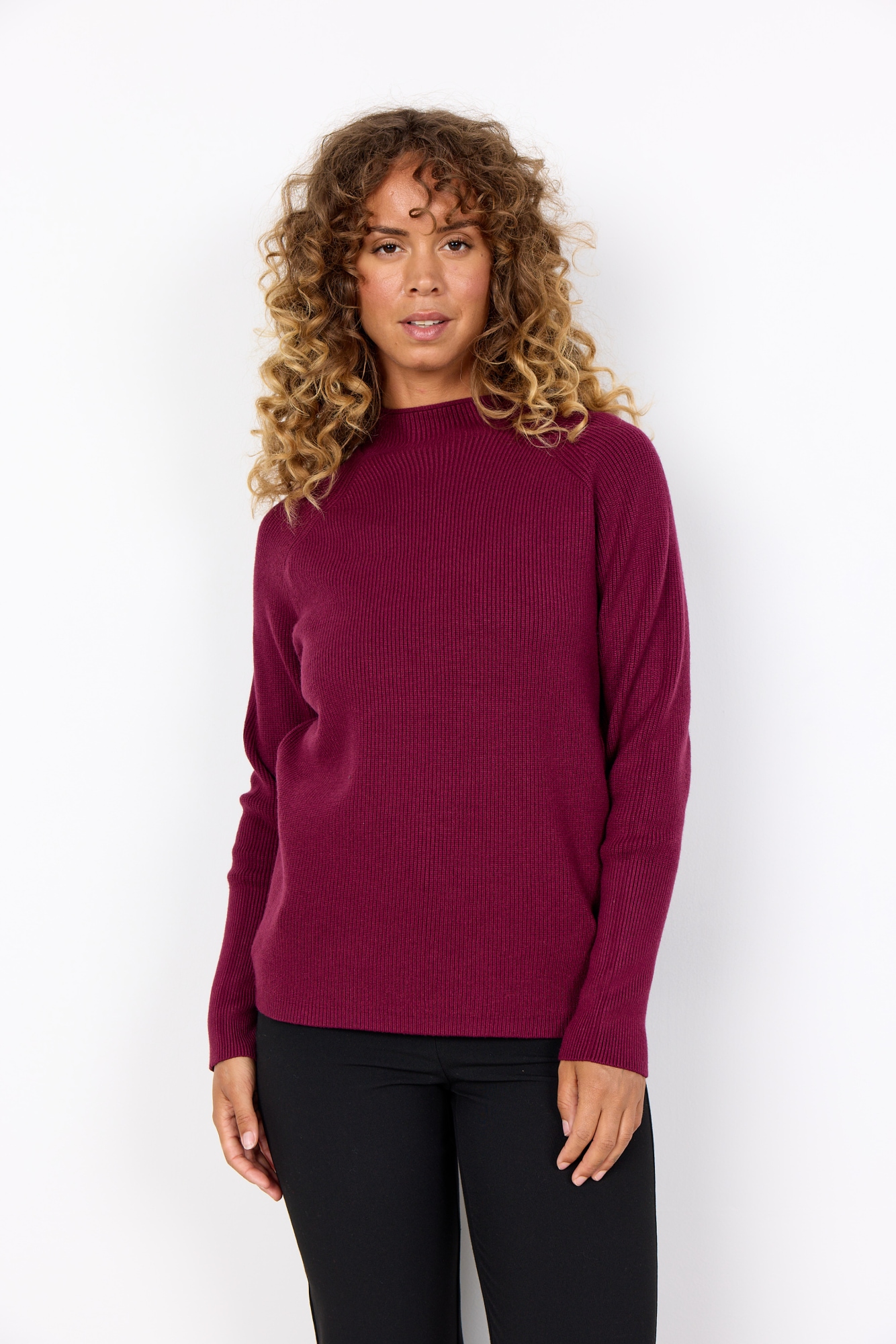 Image of soyaconcept Stehkragenpullover "SC-KANITA 4" aus Viskosemischung, mit Strick- und Rippstrickstruktur