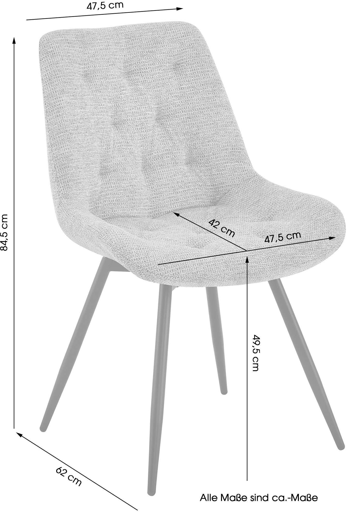 byLIVING Chaise de salle à manger »Aragon« (Ensemble) 2 cuis360 Grad drehbarer Stuhl, hochwertiger Webstoffbezug mit Steppung