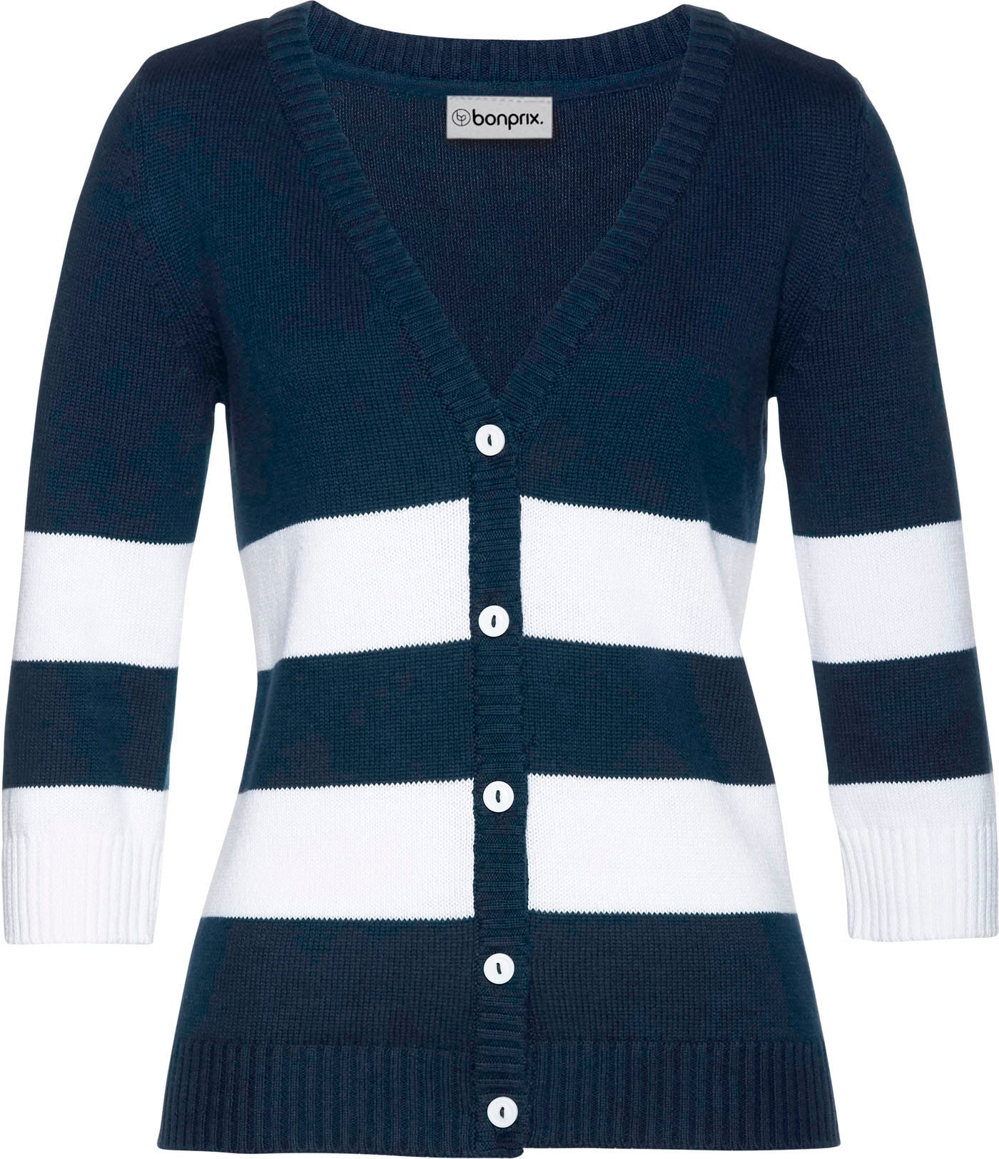 bonprix Veste en tricot Slim fit Passform, mit Streifenmuster, eleganter Stil