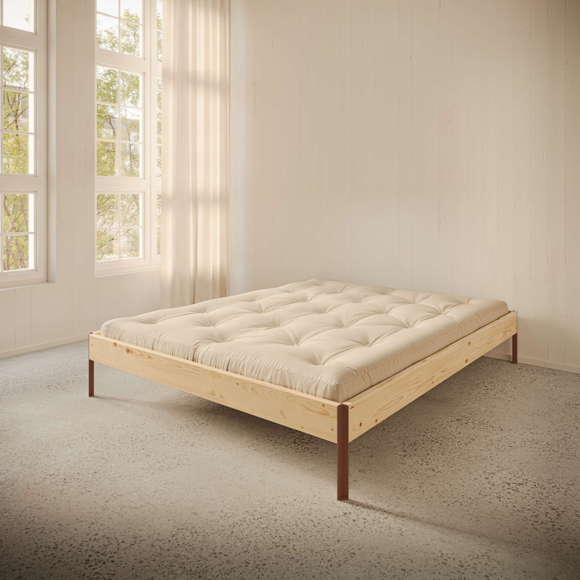 Karup Design Bettgestell "CORE BED Bodenbett, Holzrahmen, Futonbett, Jugendbett, Holzbett" Massivholzbett mit Lattenrost, Kiefer massiv, Doppelbett ohne Kopfteil