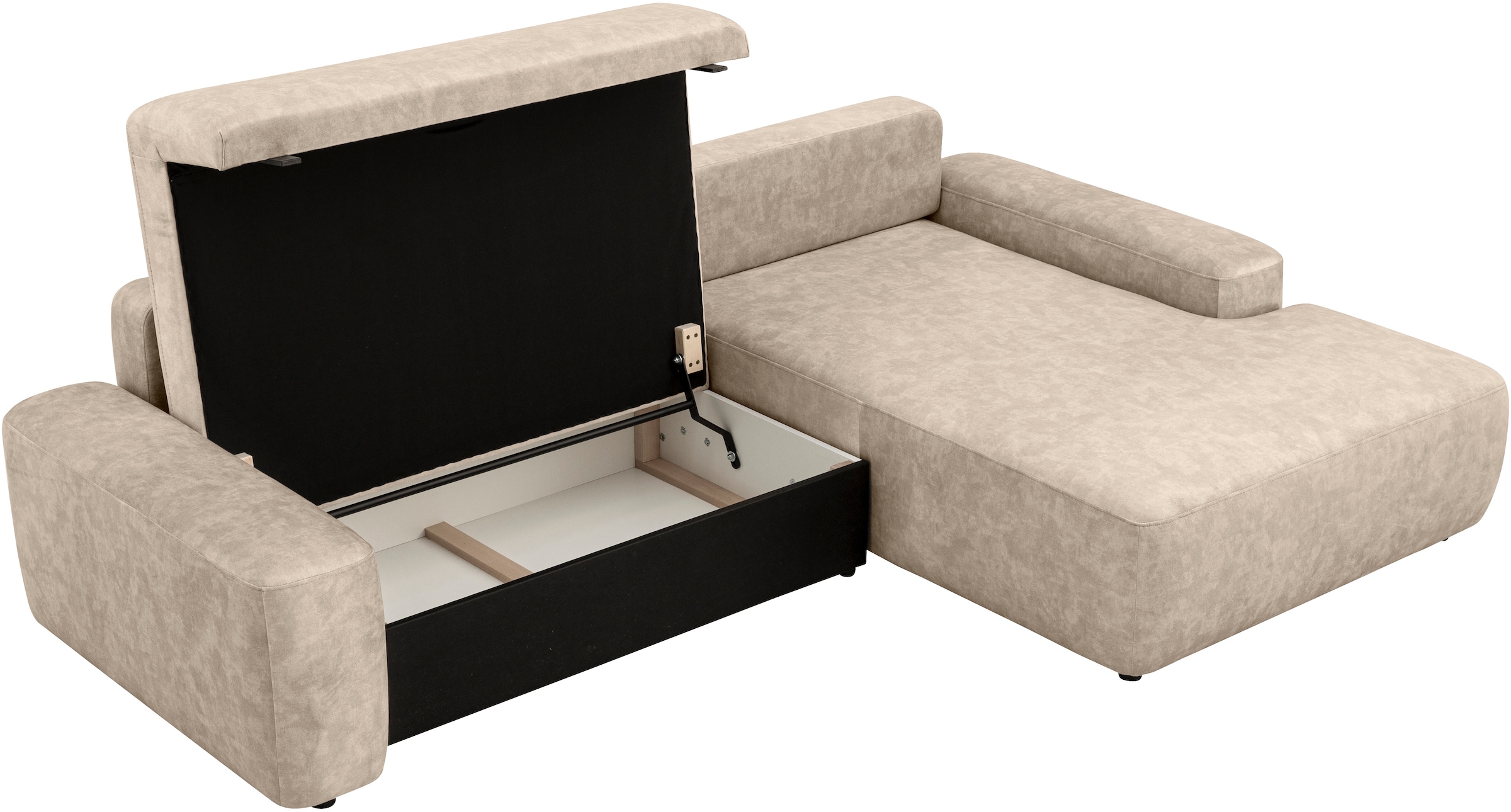 INOSIGN Ecksofa »TORGE (264cm), Schlafsofa in Cord, Samtvelours o Struktur fein, L-Form«, Schlaffunktion, Bettkasten, Liegefläche: 125/210 cm