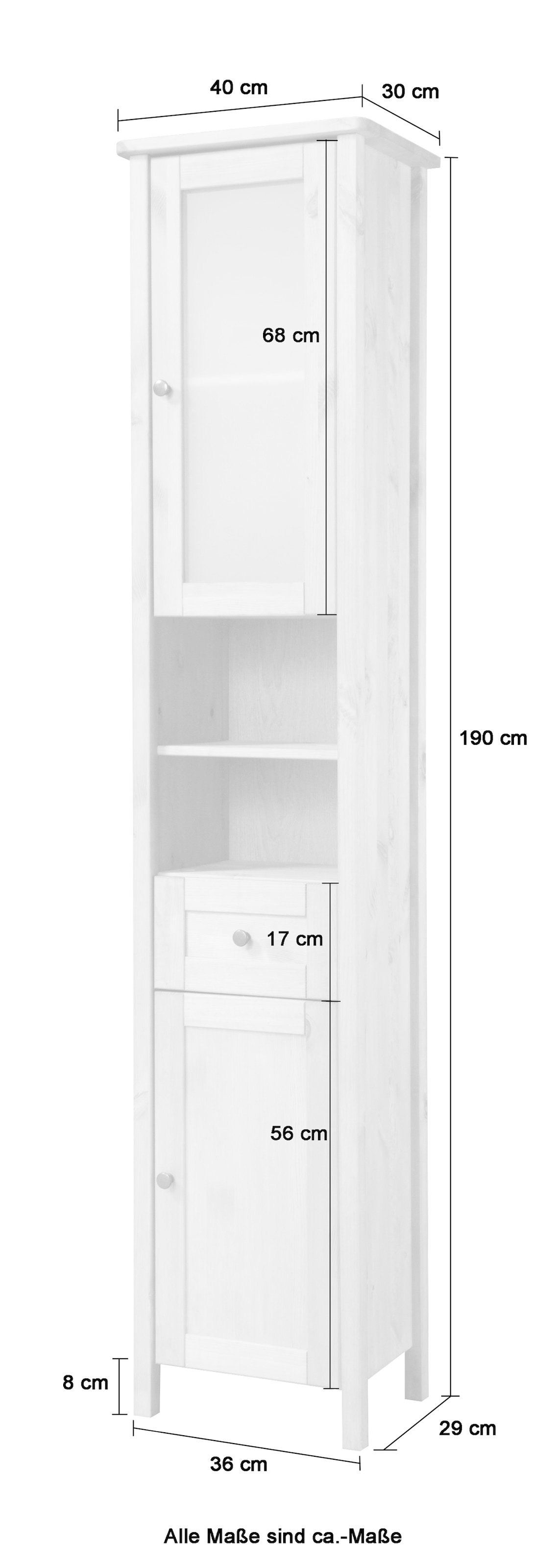 welltime Hochschrank »Sylt« Badmöbel im Landhaus-Stil, Breite 40 cm, aus Massivholz
