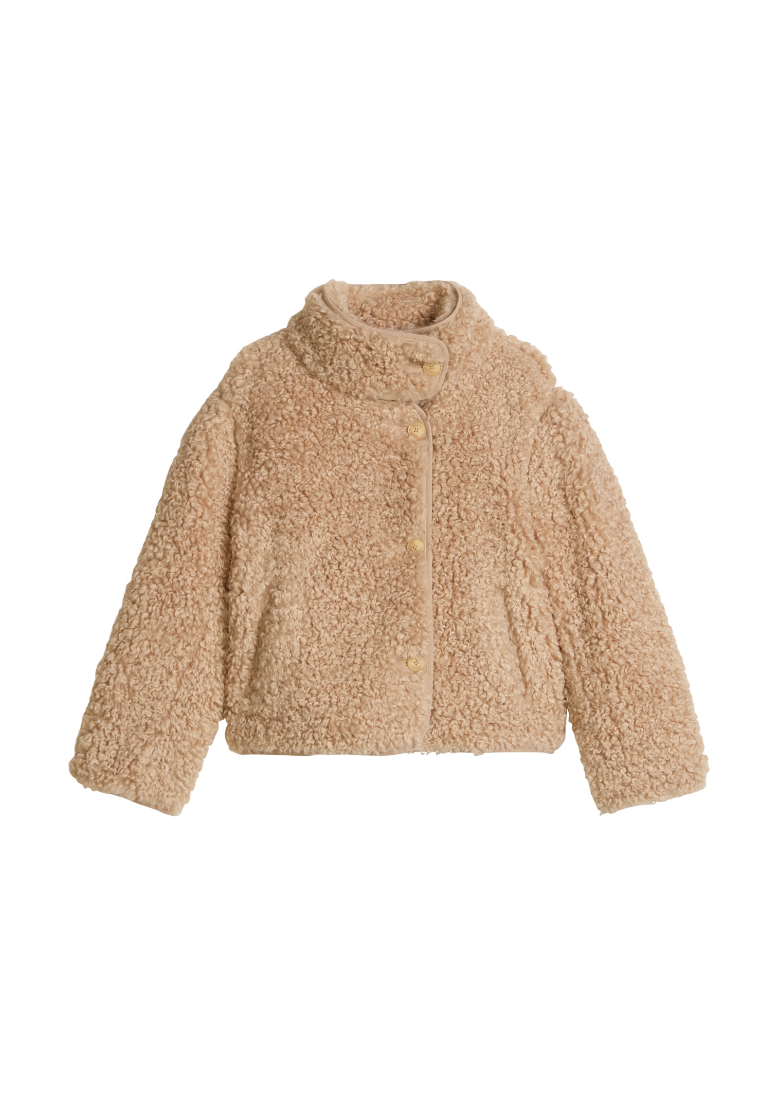 Marc O'Polo DENIM Veste en peluche en peluche bouclée douce, coupe régulière, col montant